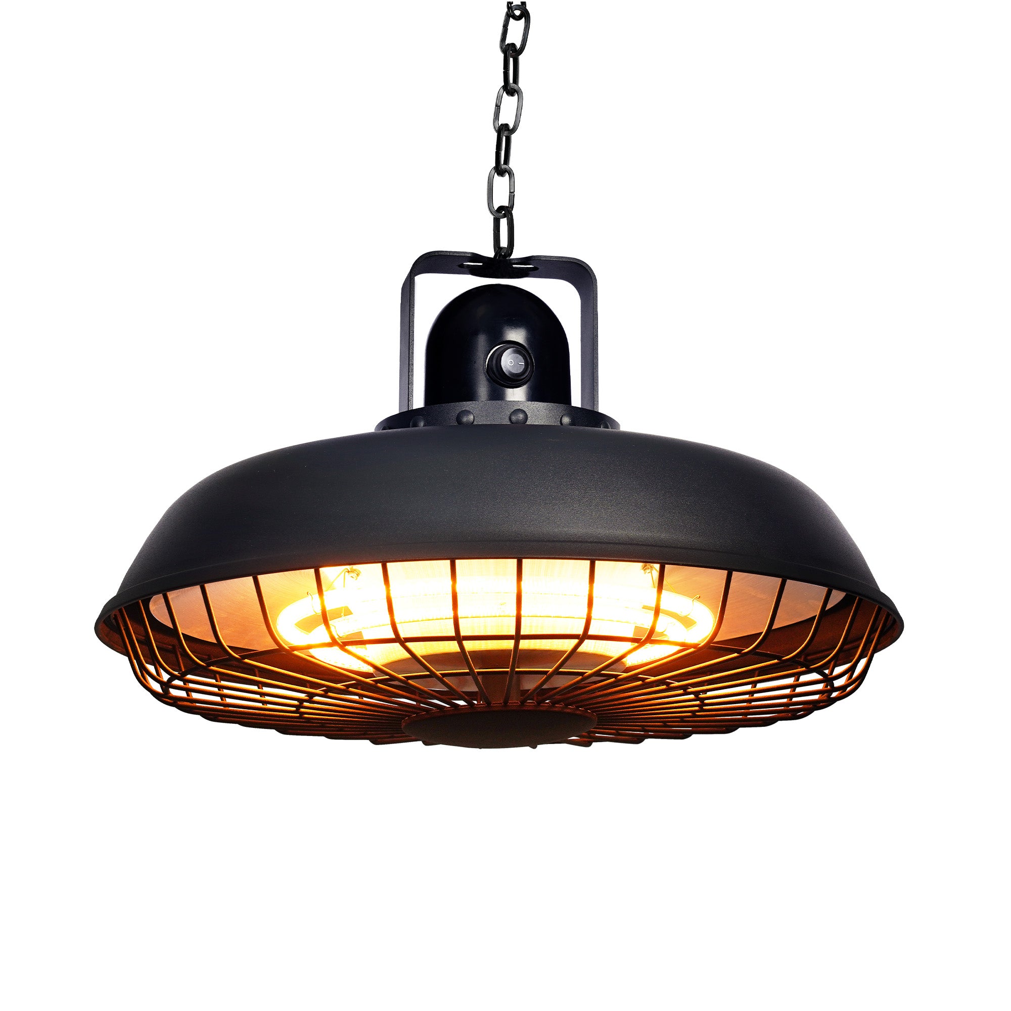 Electric Patio Heater - USAG00376 - 700/800/1500W Outdoor Ceiling/Hanging Infrared Heater With Remote Control & Touch Switch in UFO Shape Sandy Black Finish, IP44 Waterproof
