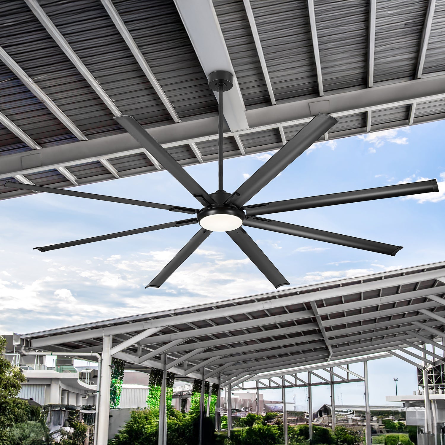 72" Smart Ceiling Fan with Light,Aluminium Blades,Works with Alexa,Matte Black
