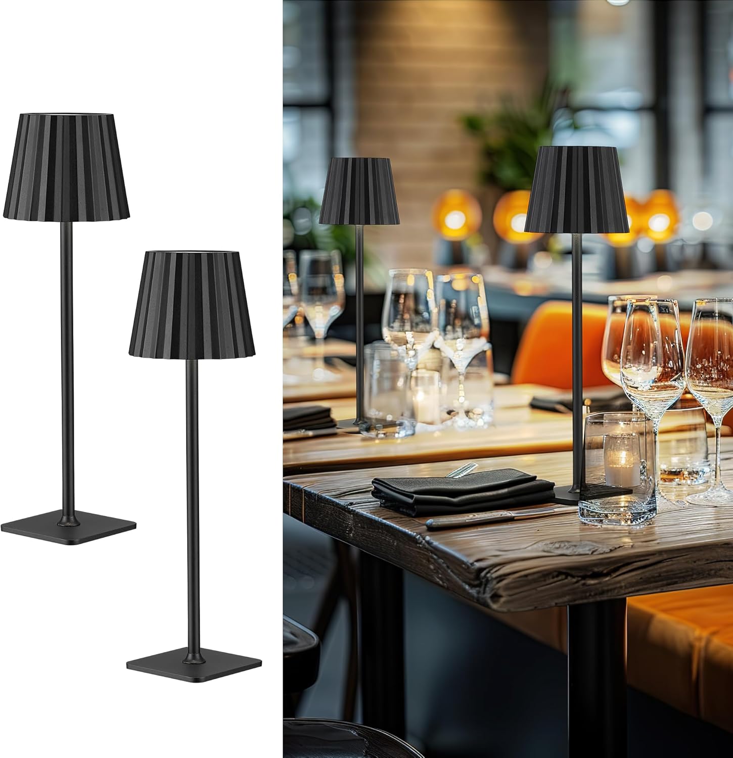 Cordless LED Desk Lamps, Rechargeable Table Lamp with 3 Colors, 5200mAh Battery Operated for Home Office Restaurant Bedroom Bars (2 Pack)