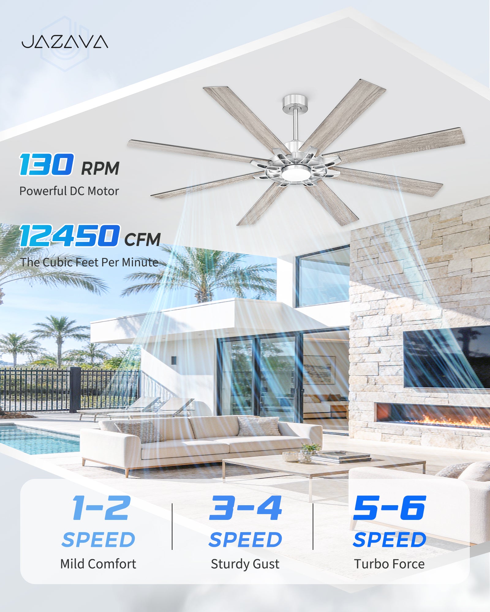 72" Smart Ceiling Fan with Light, Patented Hub Design, Plywood Blade, Alexa App Control, Brushed Nickel & Wood