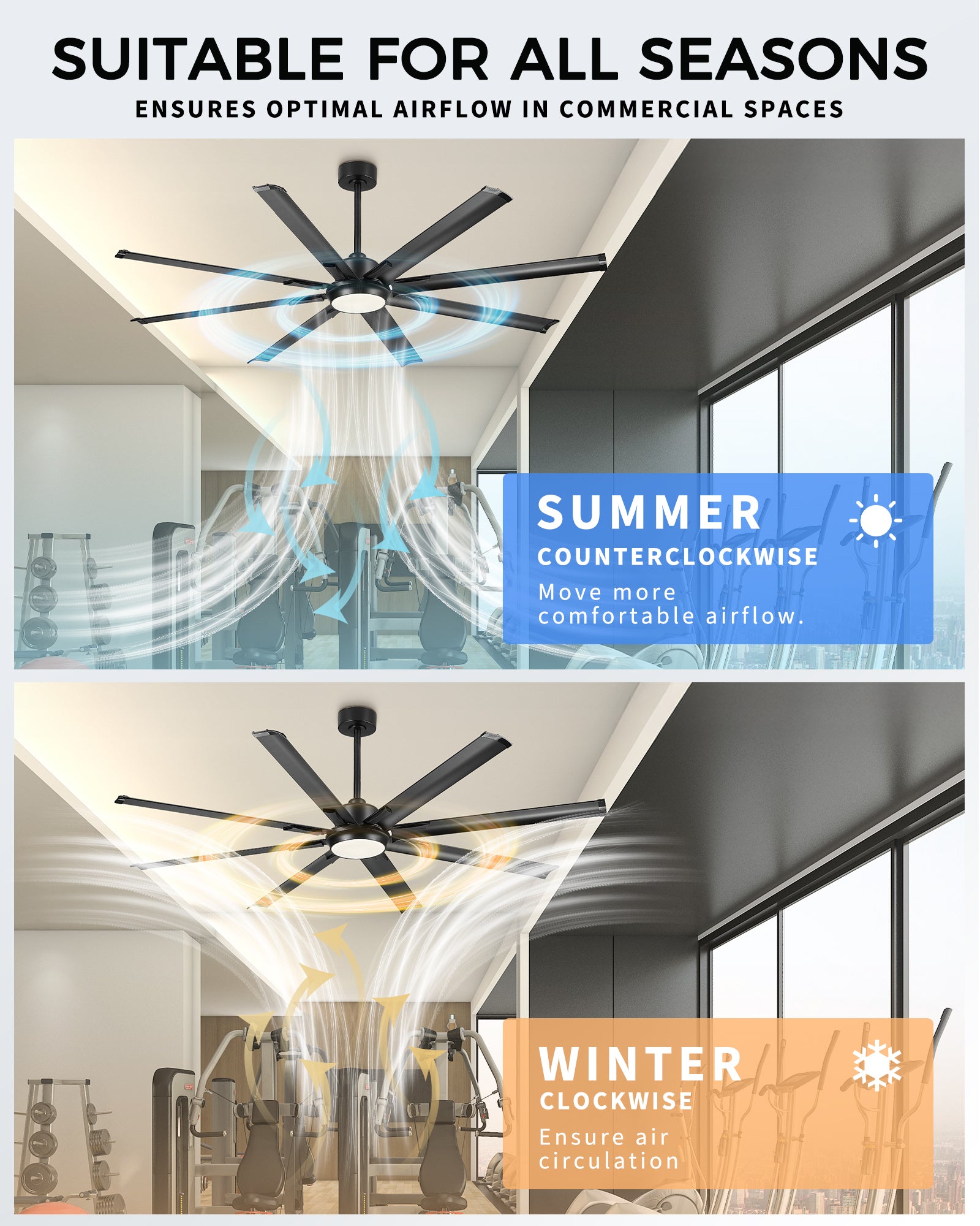 72" Smart Ceiling Fan with Light,Aluminium Blades,Works with Alexa,Matte Black