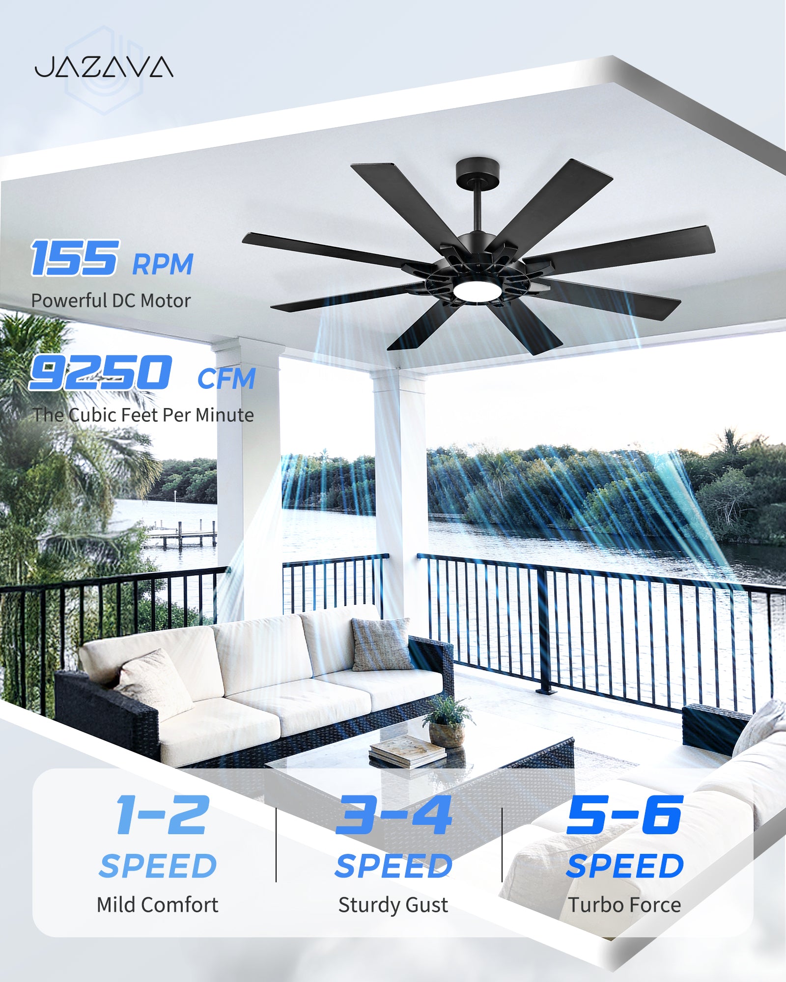 60" Smart Ceiling Fan with Light, Patented Hub Design, Plywood Blade, Alexa App Control, Black & Walnut