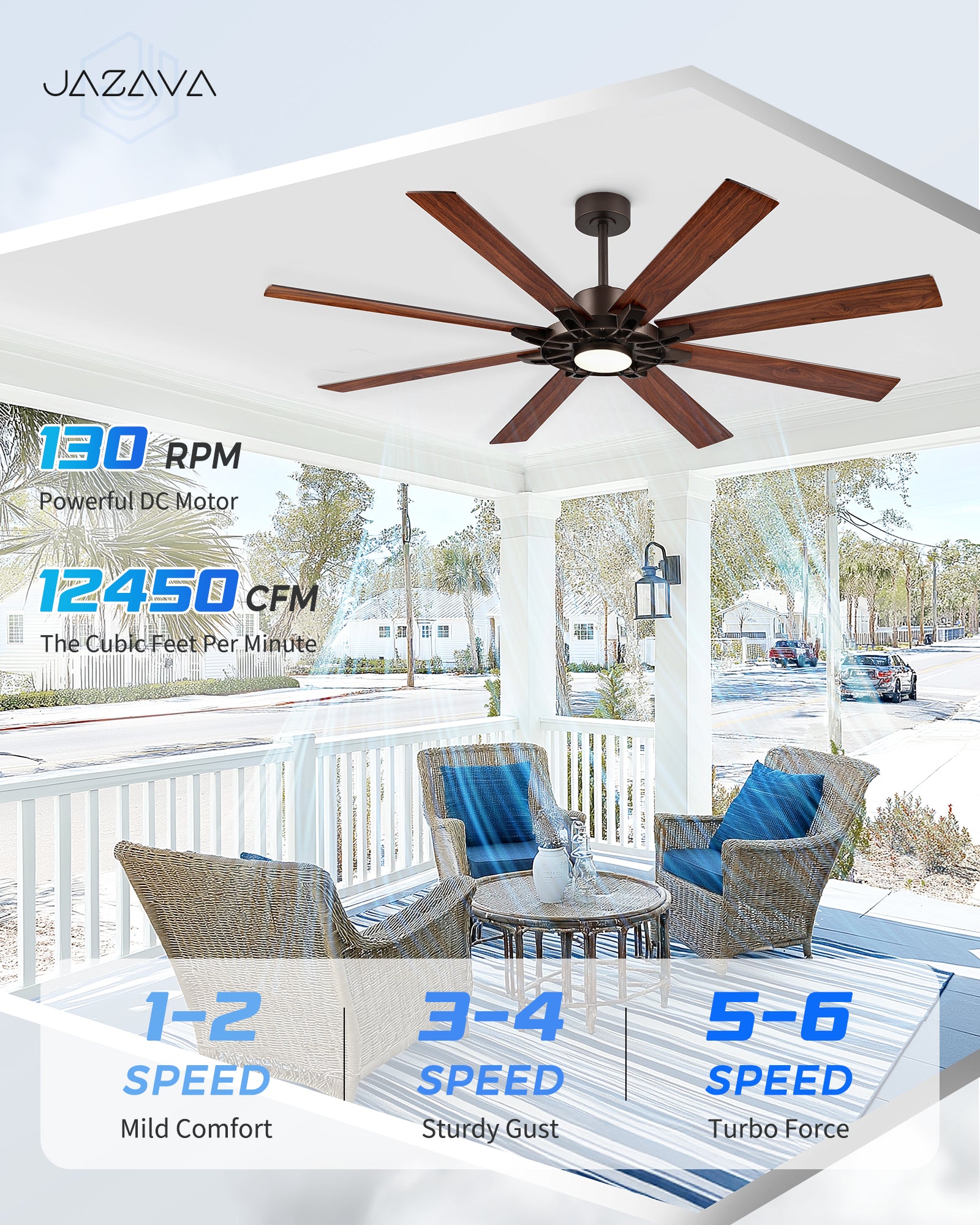72" Smart Ceiling Fan with Light, Patented Hub Design, Plywood Blade, Alexa App Control, Bronze & Wood