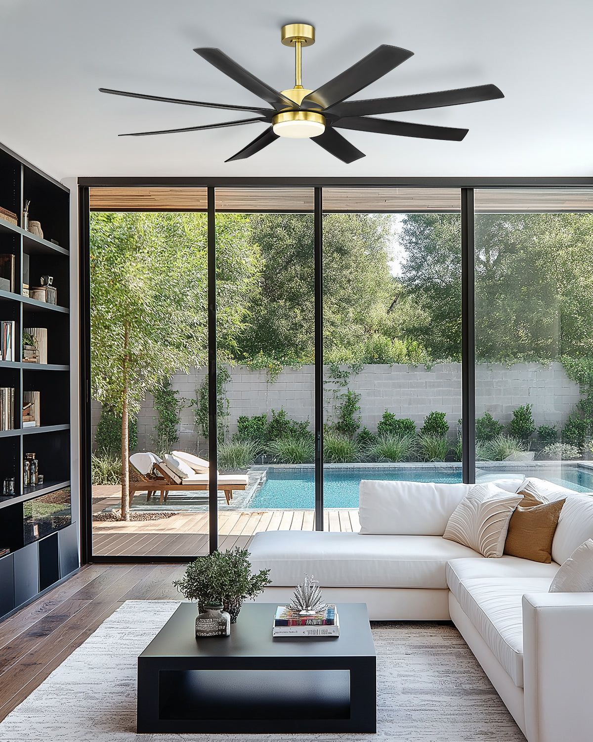 70" Smart Ceiling Fan with Light, Works with Alexa, Remote Control, Black & Gold