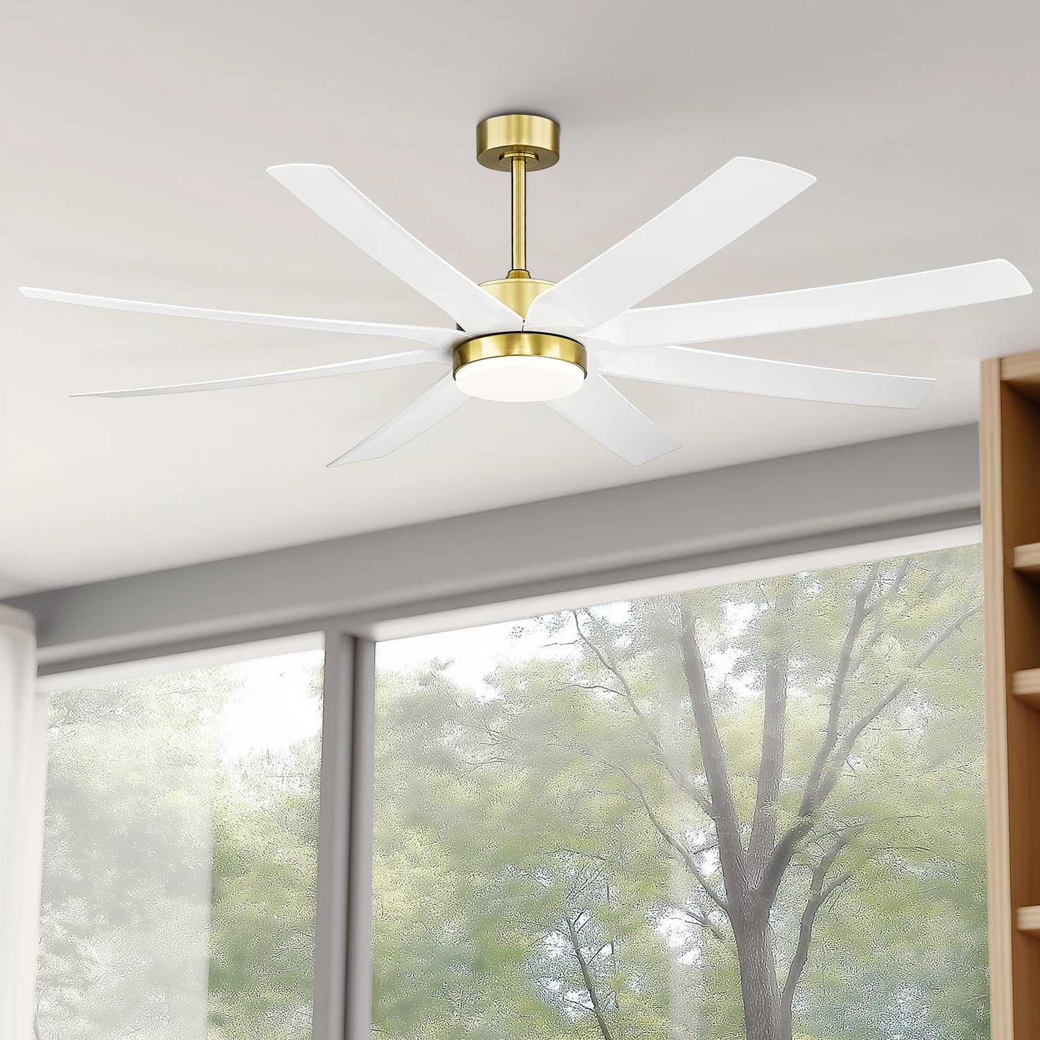70" Smart Ceiling Fan with Light, Works with Alexa, Remote Control, White & Gold