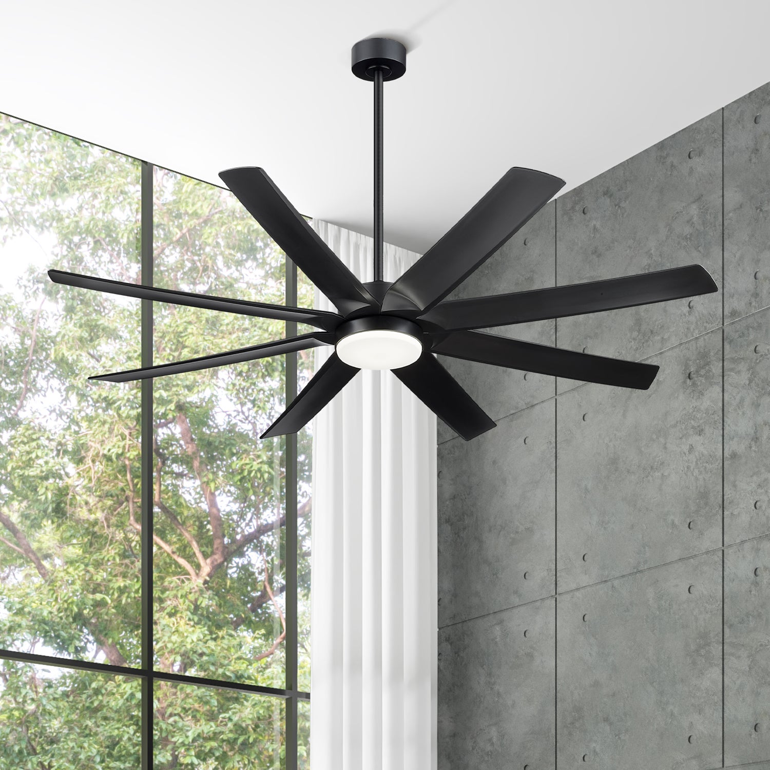 70" Smart Ceiling Fan with Light, Works with Alexa, Remote Control, Black