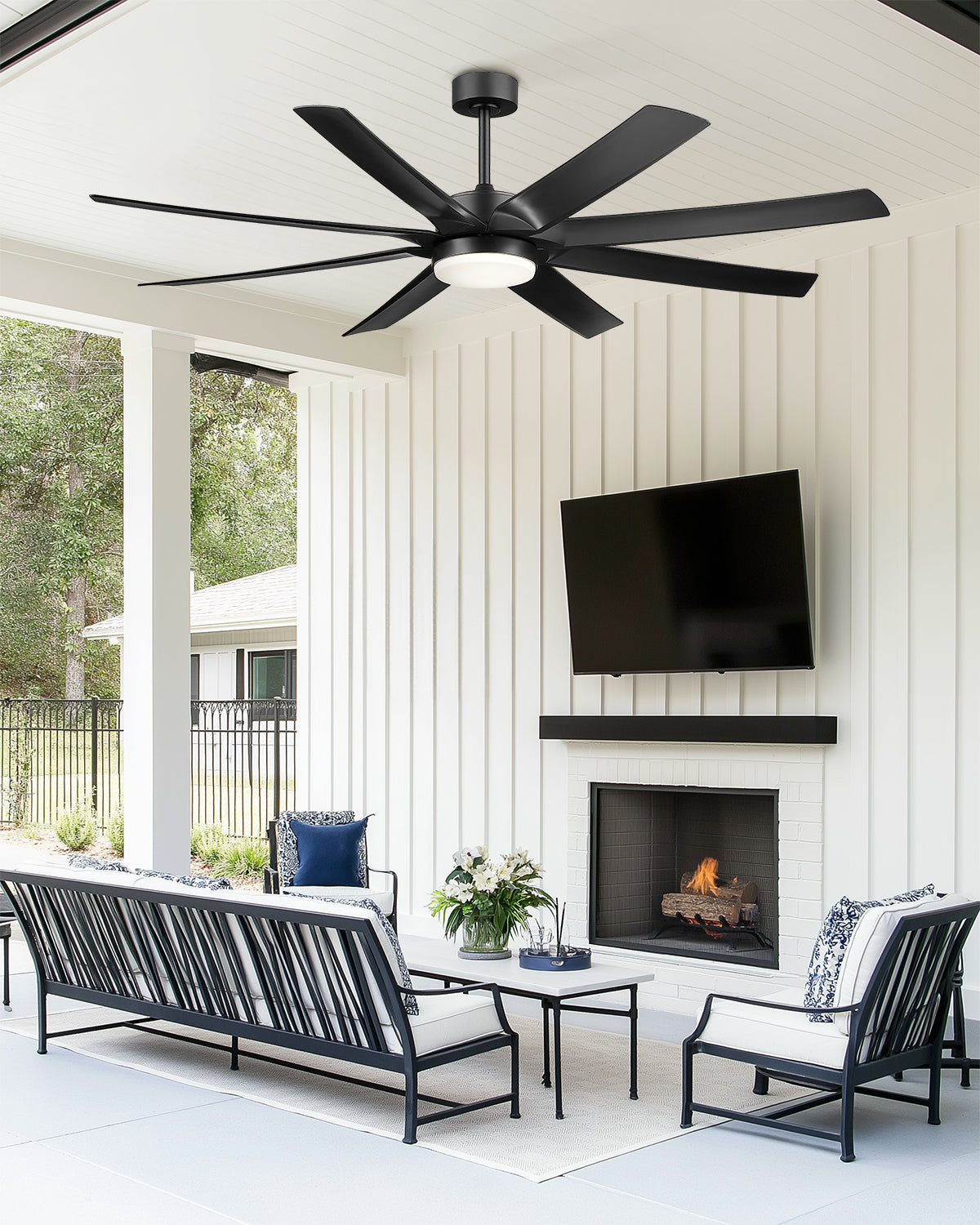 70" Smart Ceiling Fan with Light, Works with Alexa, Remote Control, Black