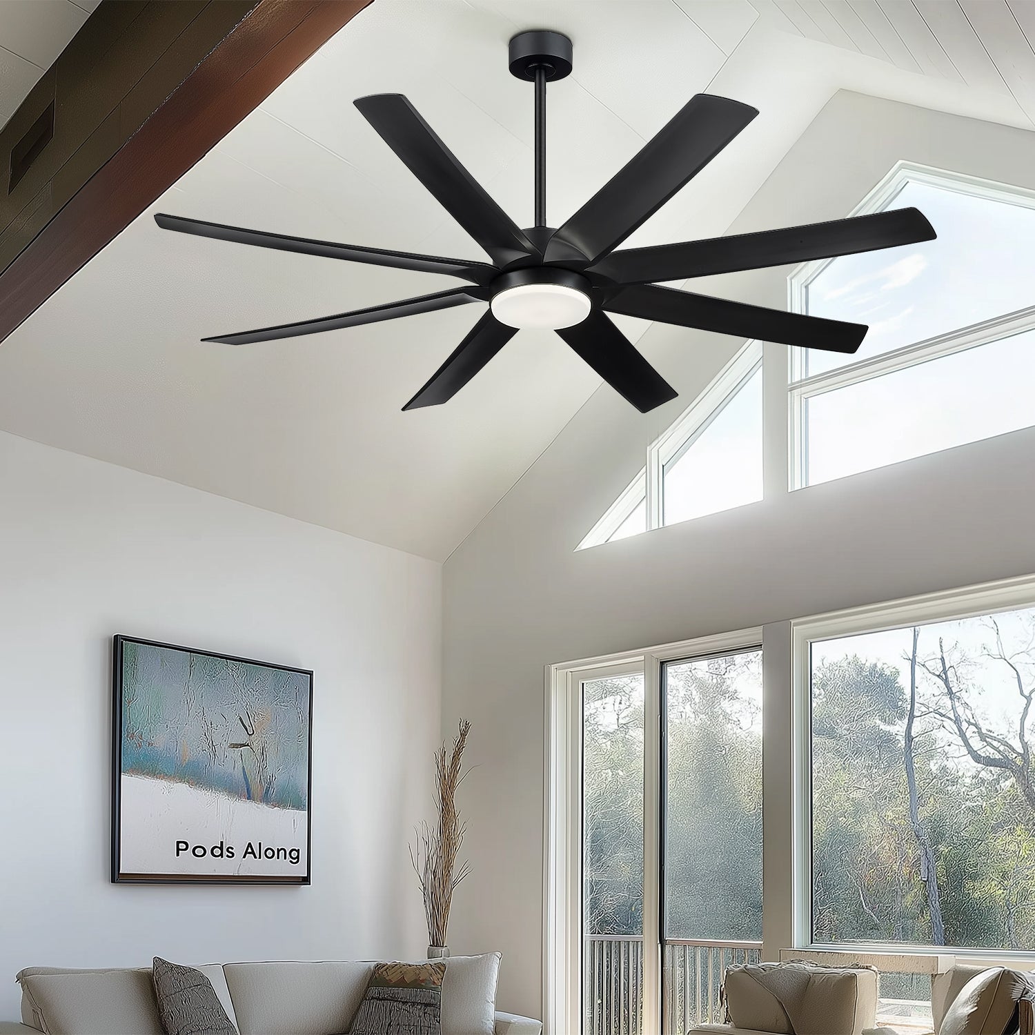 70" Smart Ceiling Fan with Light, Works with Alexa, Remote Control, Black
