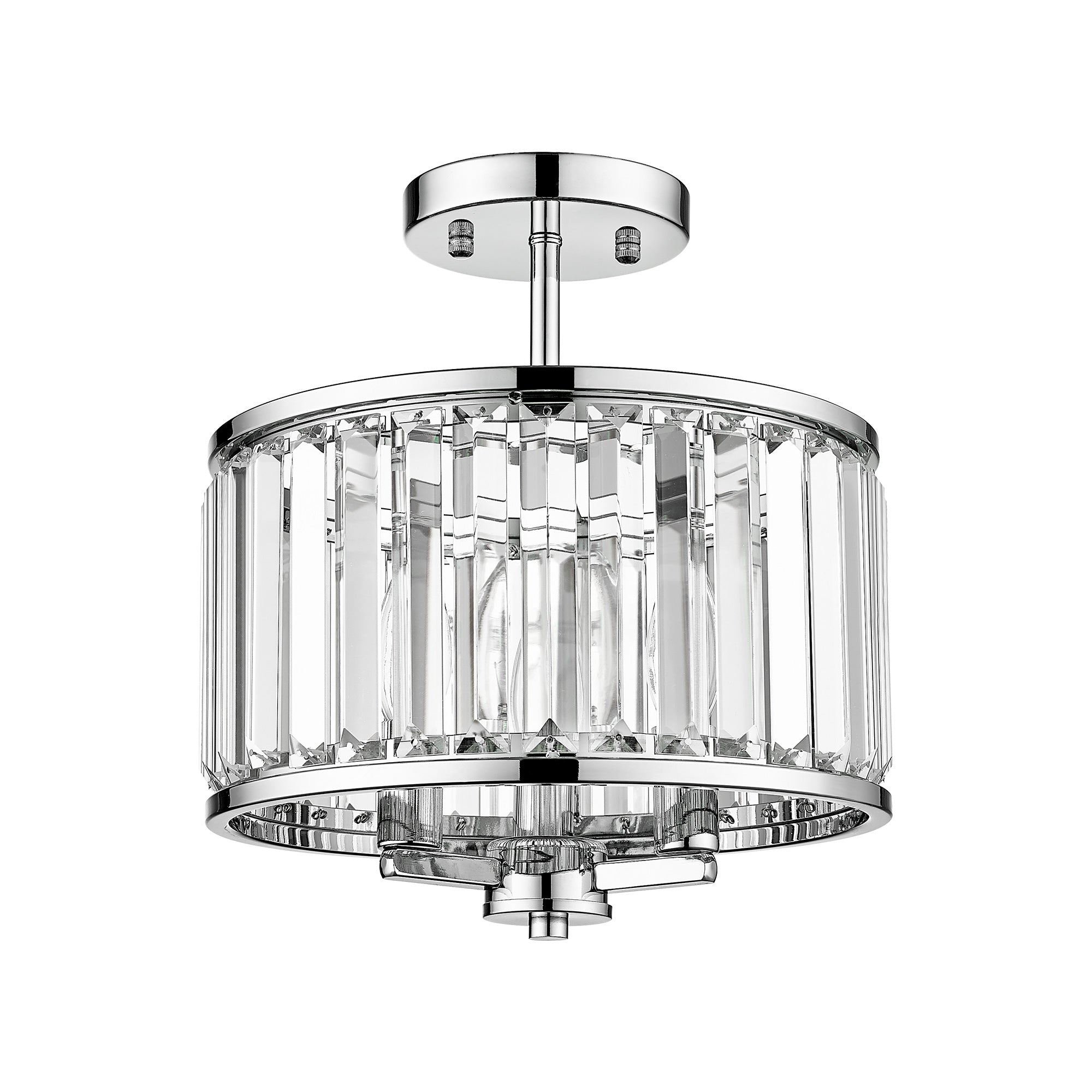 Brushed Nickel Glass & Metal - 11 Inch Crystal Light Fixture 3-Light Modern Lamps with Matte Black Finish for Bathroom, Dinning Room Hallway Bedroom Semi Flush Mount Ceiling Light Fixture - USAG00052