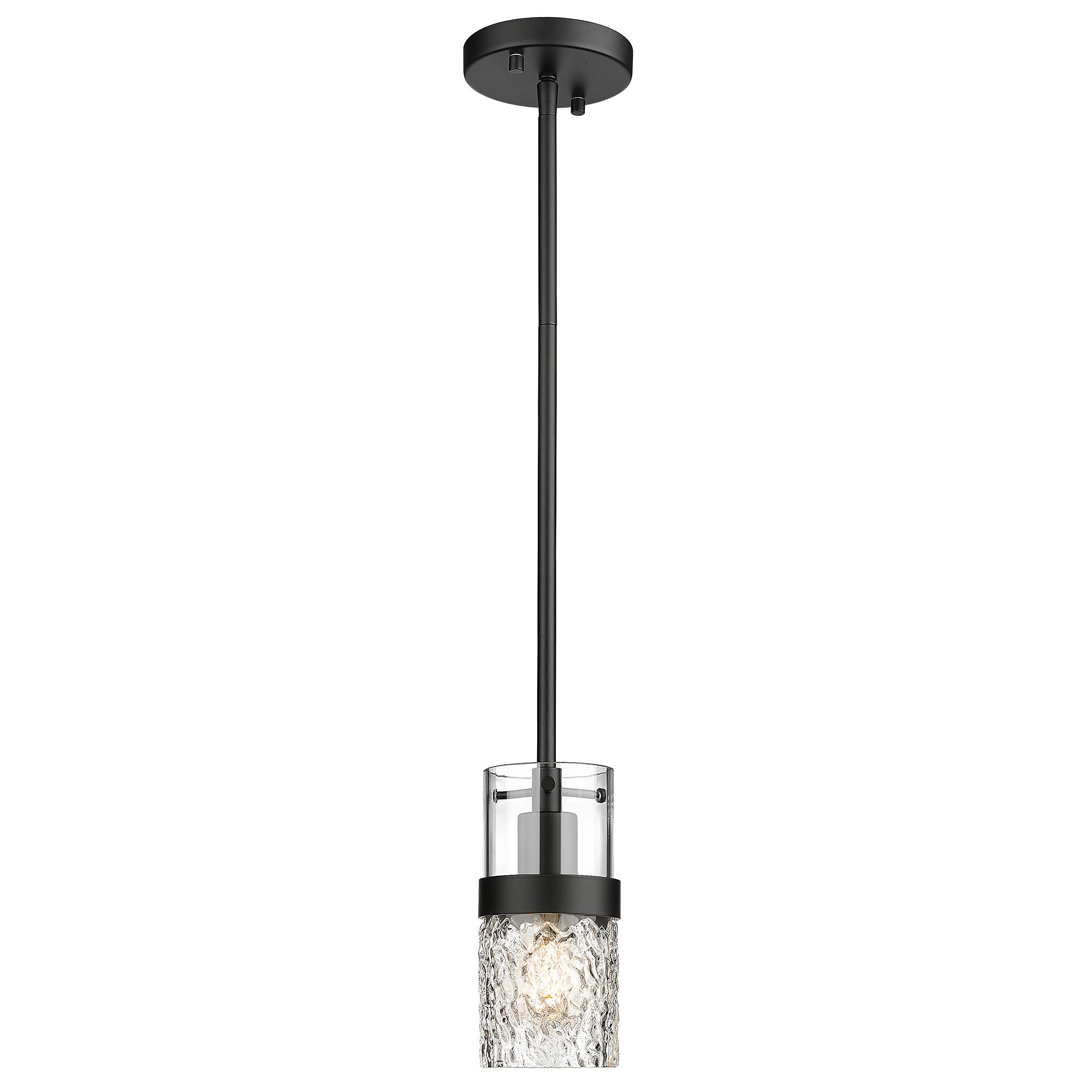 Matte Black Glass & Metal - Pendant Lights Modern Industrial Pendant Lighting For Kitchen Island With Hammered Glass - USAG00077