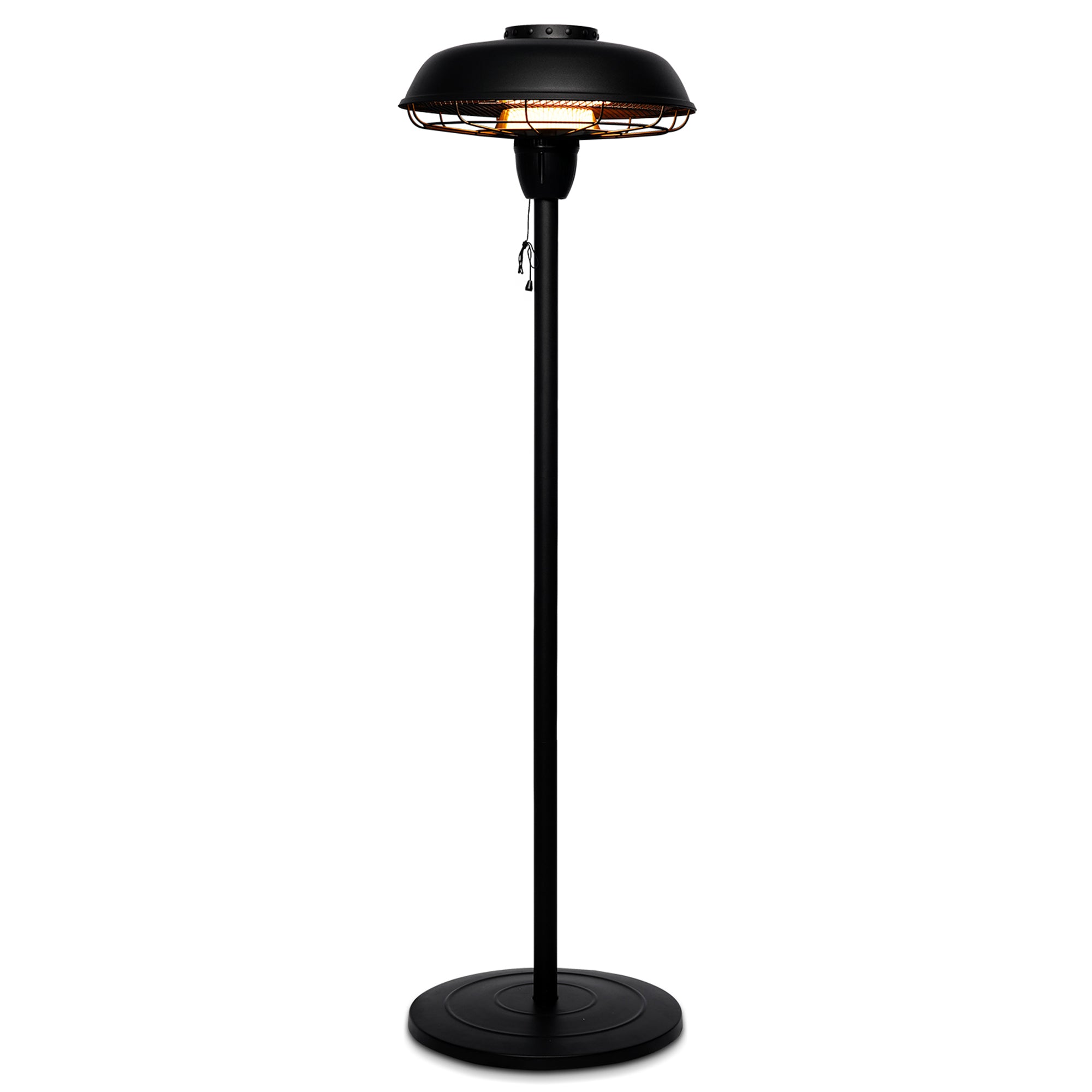 Outdoor Electric Patio Heater - USAG00090 - 1500W Infrared Patio Heater With UFO Shape Sandy Black Finish, Adjustable Height, IP44 Waterproof