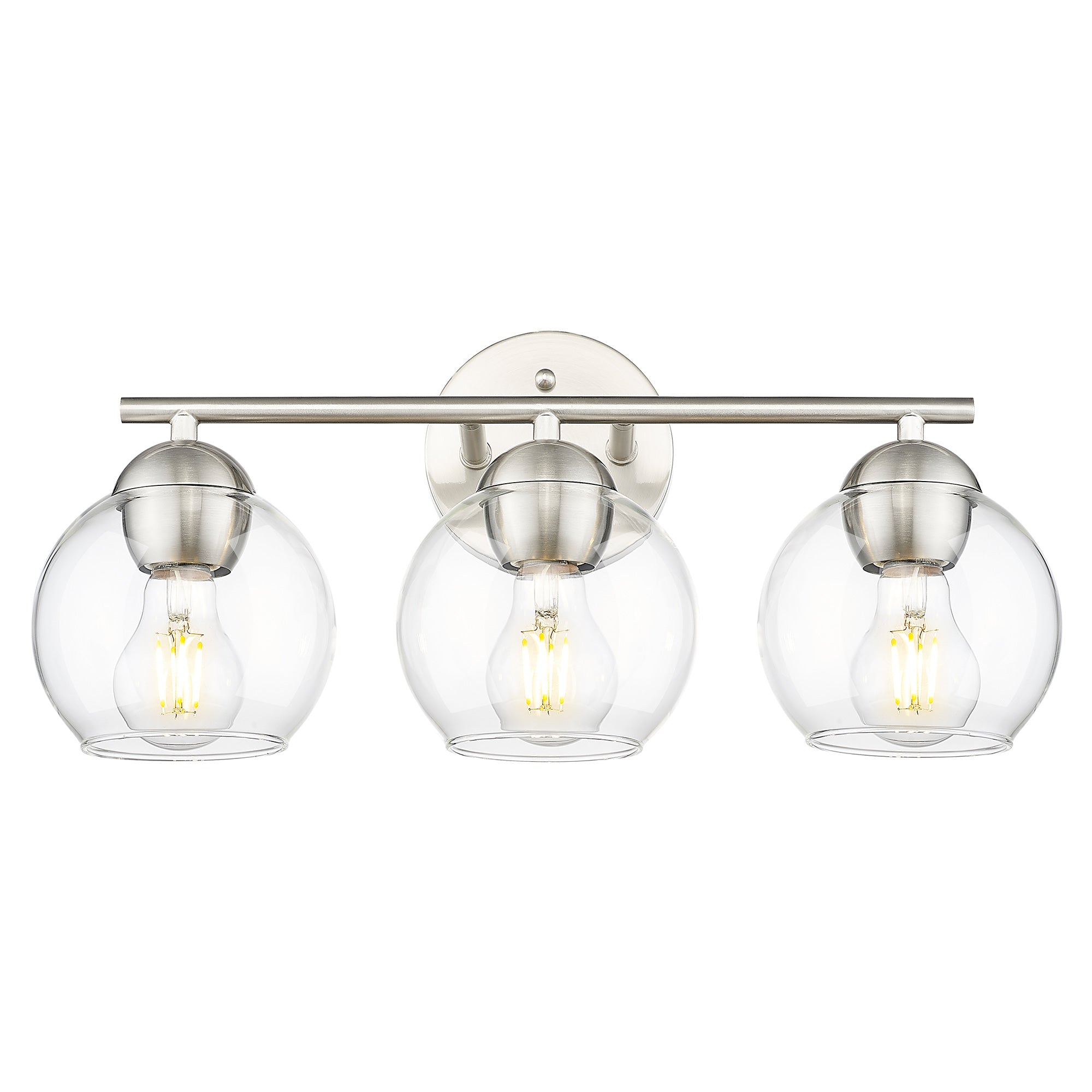 Brushed Nickel Glass & Metal - 2-Light Gold Bathroom Light Fixtures Over Mirror - USAG00113