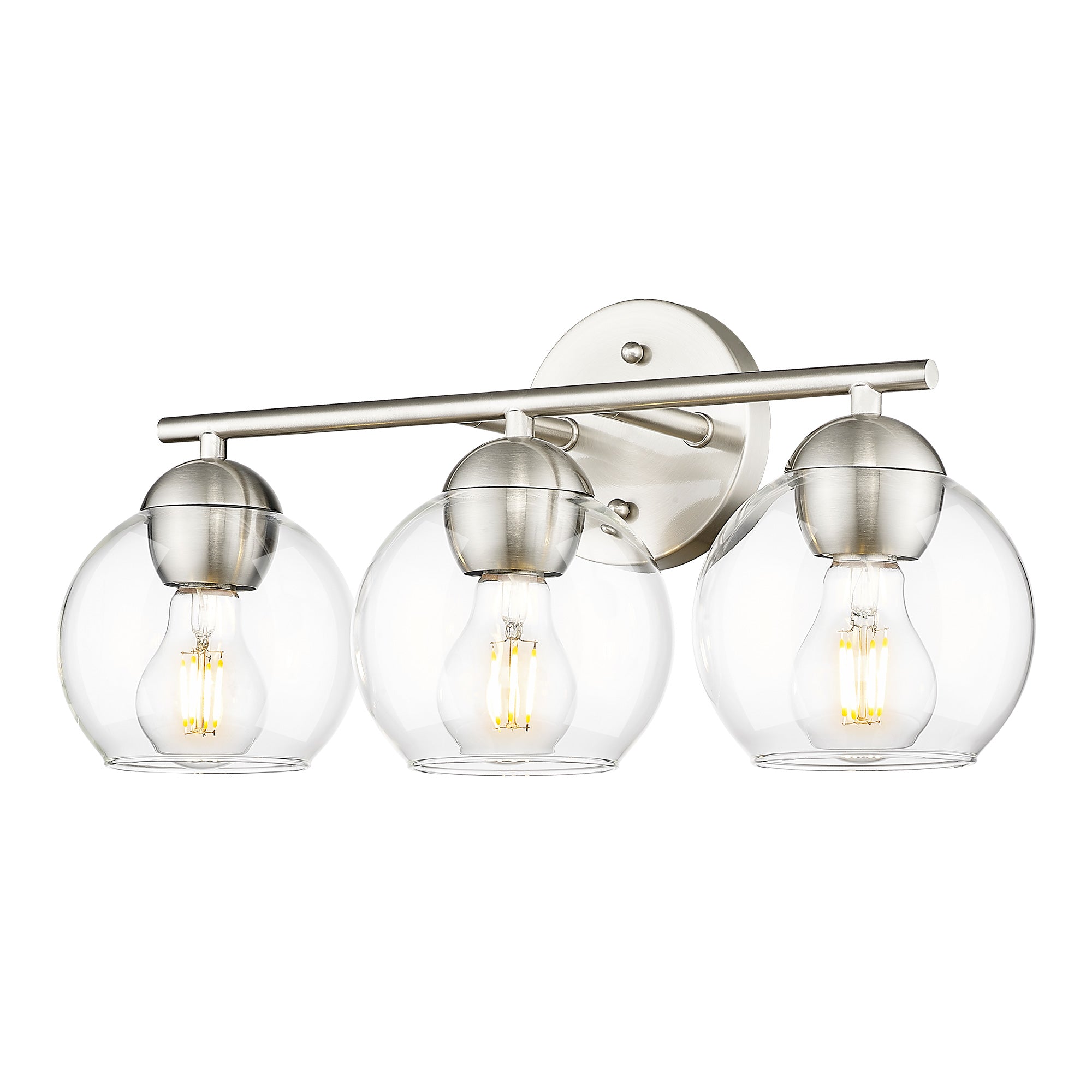 Brushed Nickel Glass & Metal - 2-Light Gold Bathroom Light Fixtures Over Mirror - USAG00113