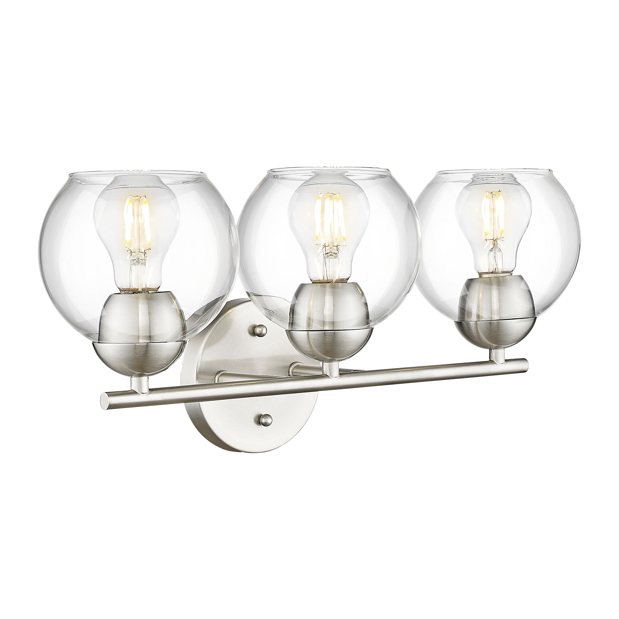 Brushed Nickel Glass & Metal - 2-Light Gold Bathroom Light Fixtures Over Mirror - USAG00113