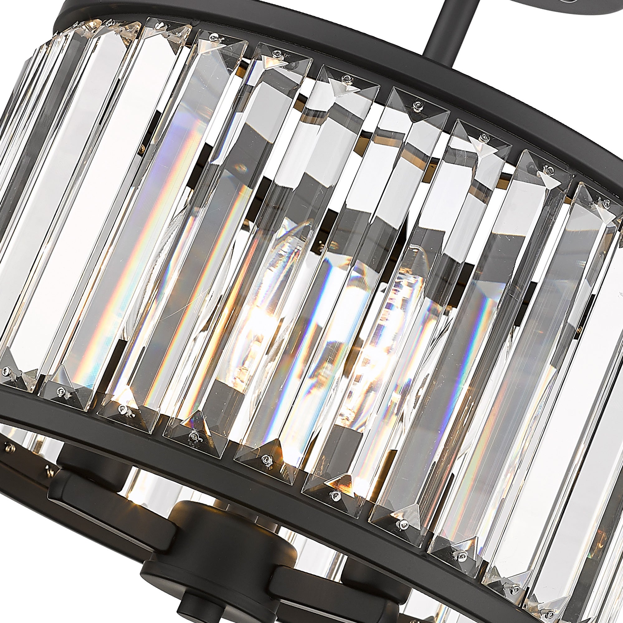 Matte Black Glass & Metal - 11 Inch Crystal Light Fixture 3-Light Modern Lamps with Matte Black Finish for Bathroom, Dinning Room Hallway Bedroom Semi Flush Mount Ceiling Light Fixture - USAG00118