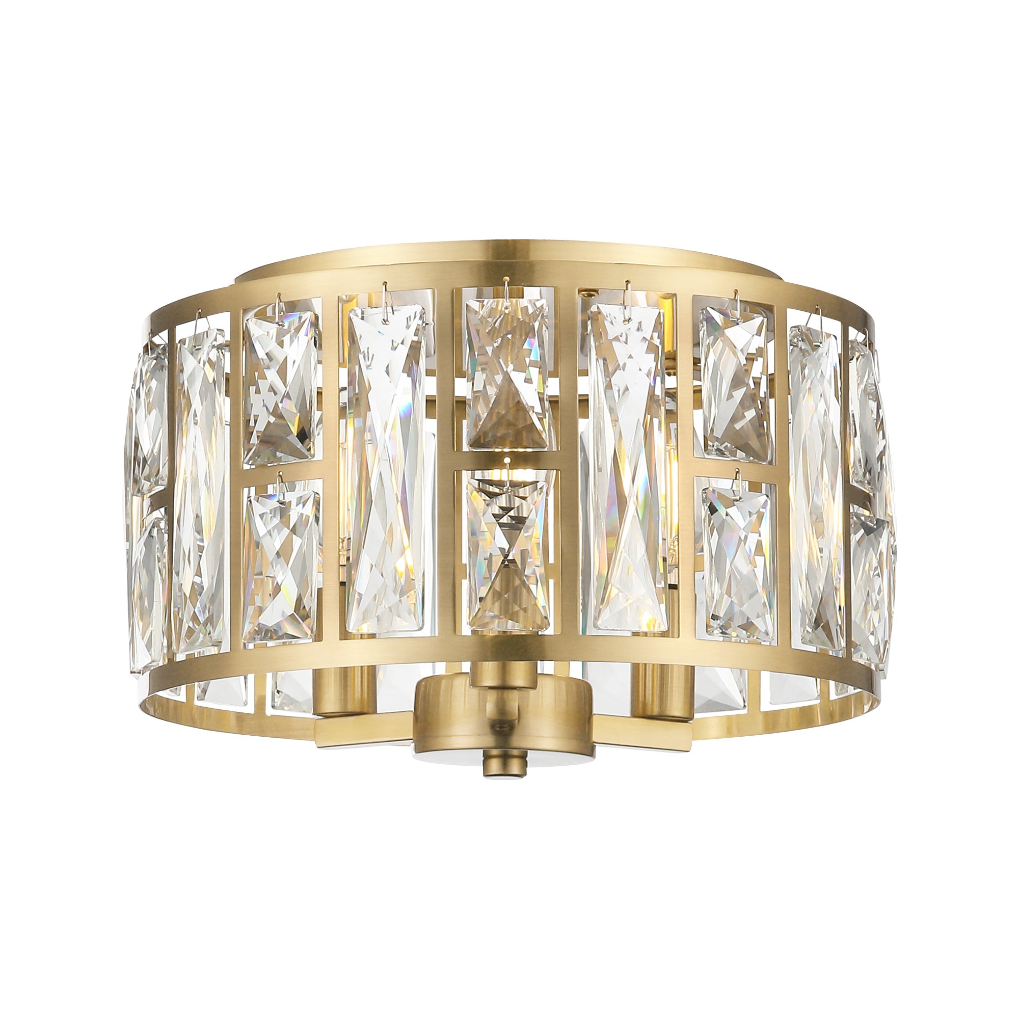 Modern Crystal Brushed Gold Flush Mount - 12 inch Ceiling Light Fixtures - USAG00128