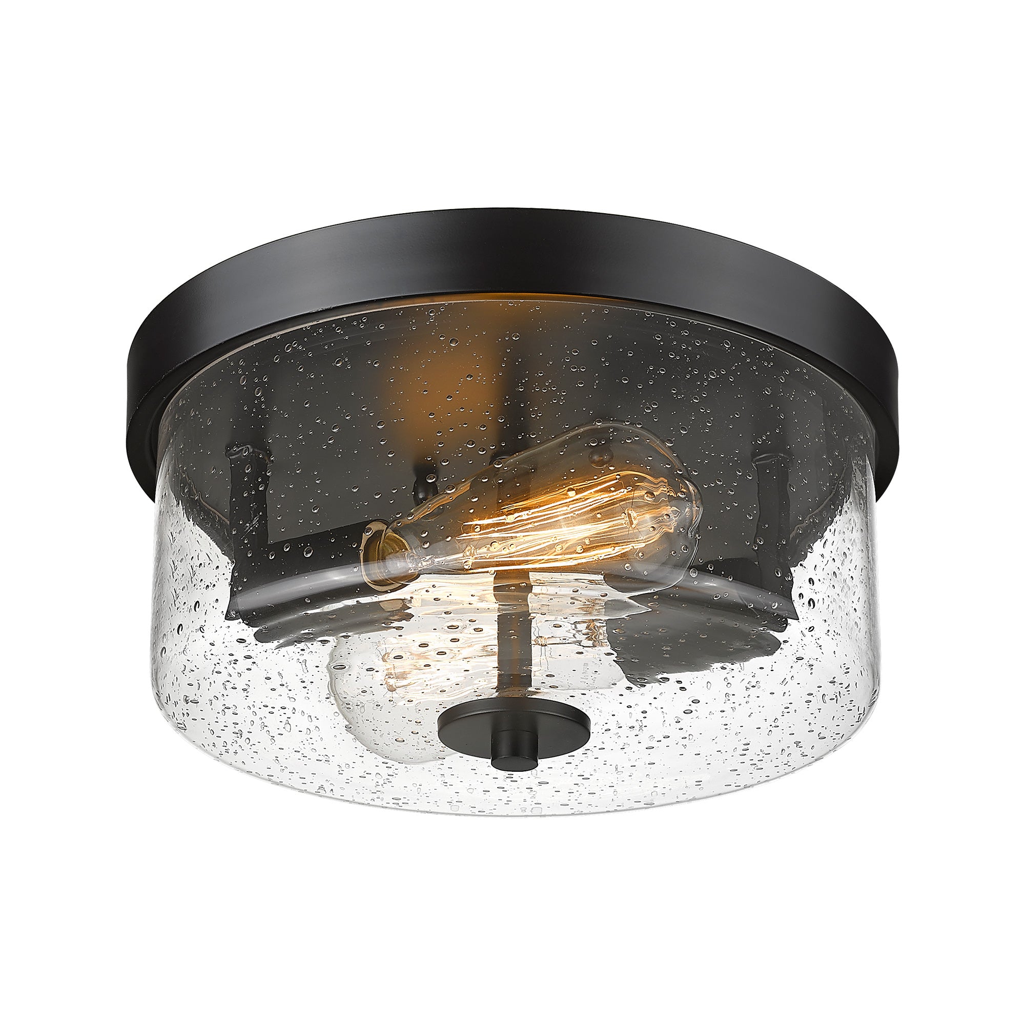 Matte Black Glass & Metal - 10'' 2-Light Fixtures Ceiling Mount - USAG00237