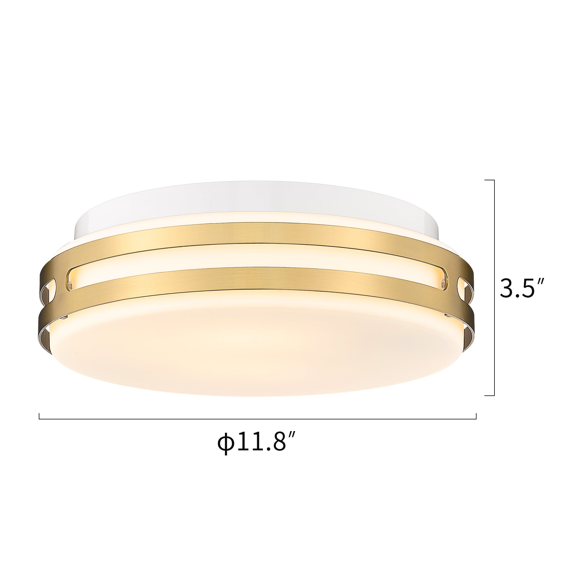 Brushed Gold Glass & Metal - 12'' LED Modern Flush Mount Ceiling Light - USAG00252