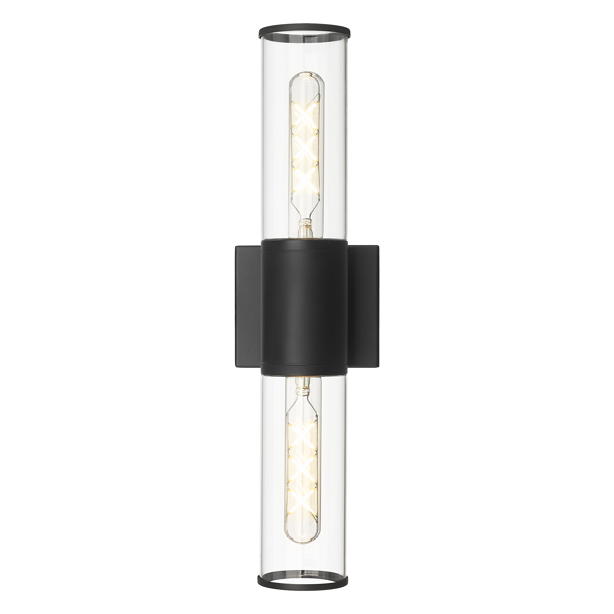 Matte Black Glass & Metal - Wall Lights in Clear Glass Indoor Wall Sconce, Modern Wall Light Up and Down Wall Mount Lamp For Bathroom Bedroom Hallway Kitchen - USAG00261