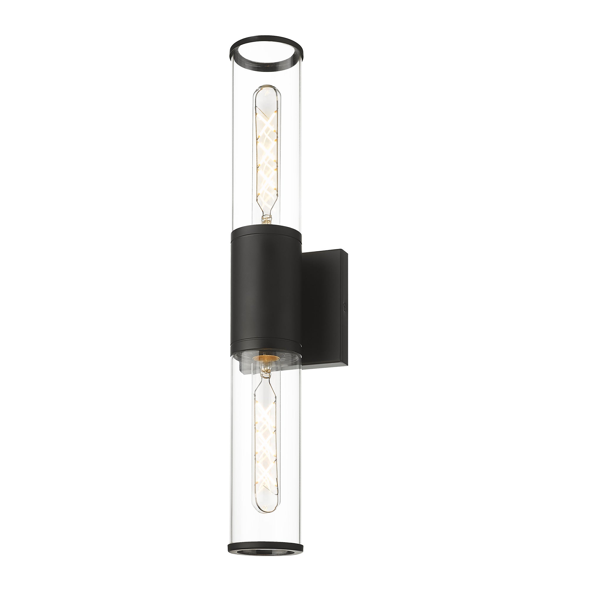 Matte Black Glass & Metal - Wall Lights in Clear Glass Indoor Wall Sconce, Modern Wall Light Up and Down Wall Mount Lamp For Bathroom Bedroom Hallway Kitchen - USAG00261