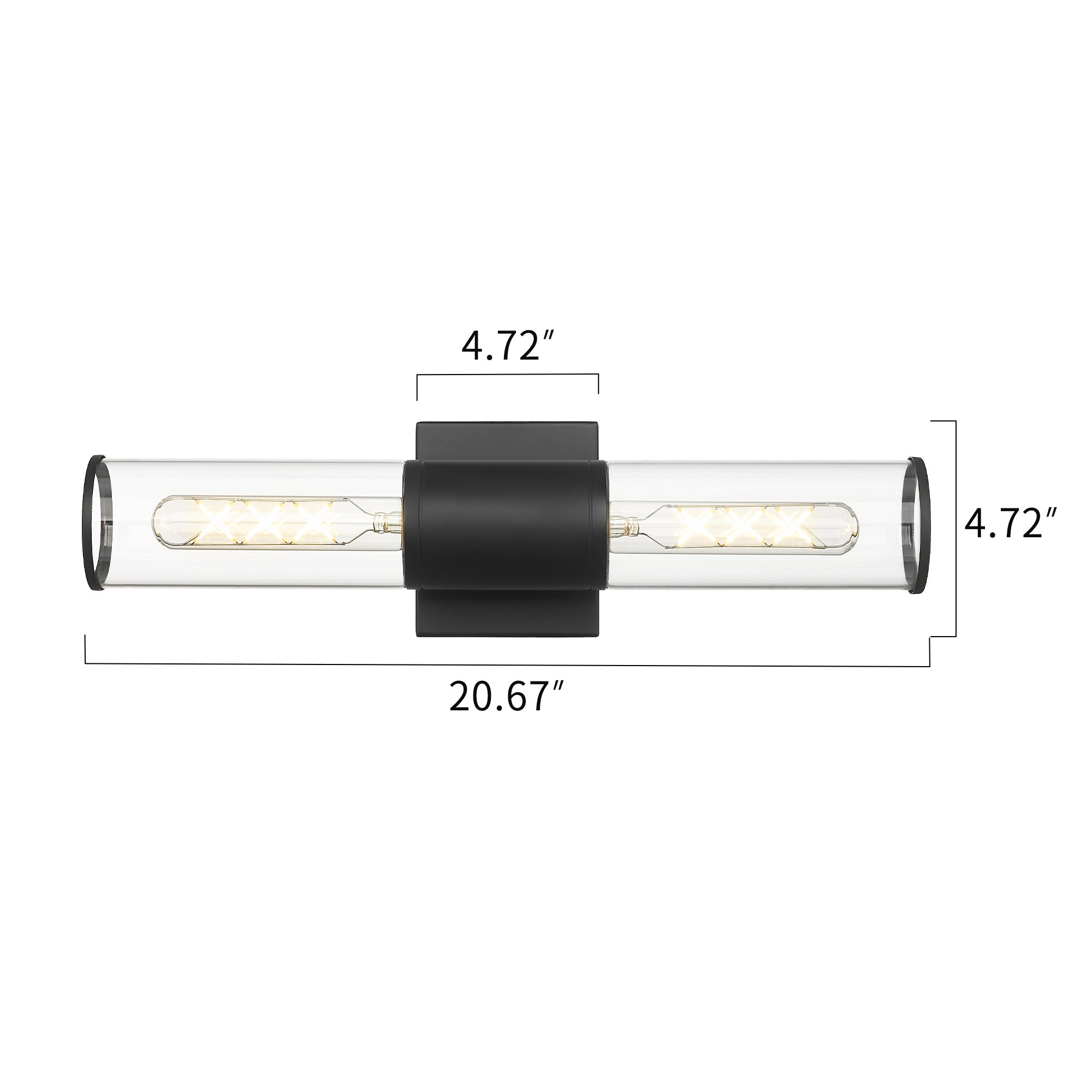 Matte Black Glass & Metal - Wall Lights in Clear Glass Indoor Wall Sconce, Modern Wall Light Up and Down Wall Mount Lamp For Bathroom Bedroom Hallway Kitchen - USAG00261