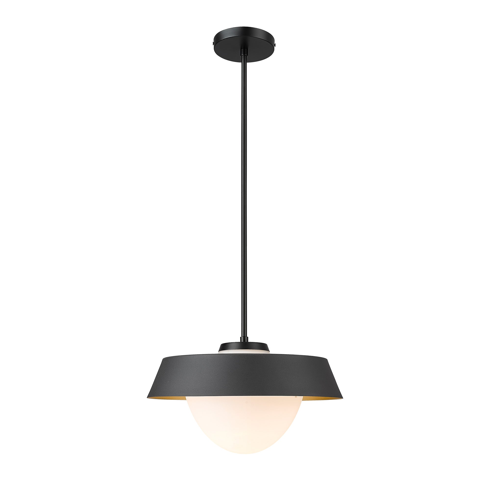 Matte Black Glass & Metal - 15'' Black Pendant Lights - USAG00286