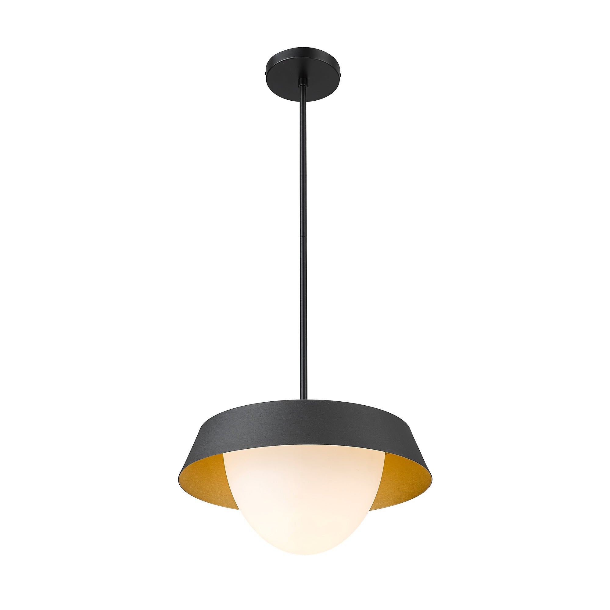 Matte Black Glass & Metal - 15'' Black Pendant Lights - USAG00286
