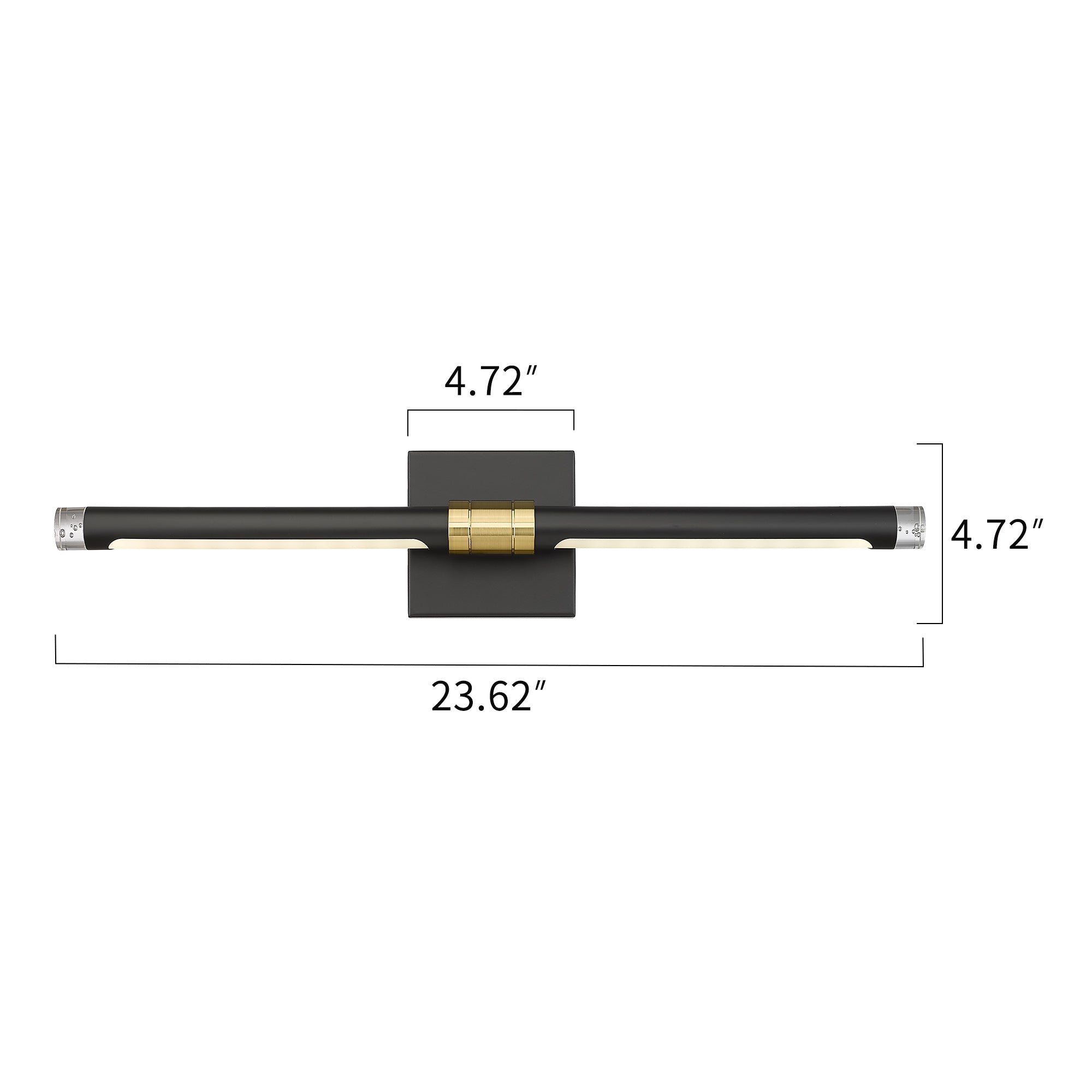 Matte Black & Gold Acrylic & Metal - 24 Inch Brushed Gold & Matte Black LED Vanity Light Indoor Wall Sconce Modern 11W 4000K Wall Lights For Bathroom Hallway - USAG00324