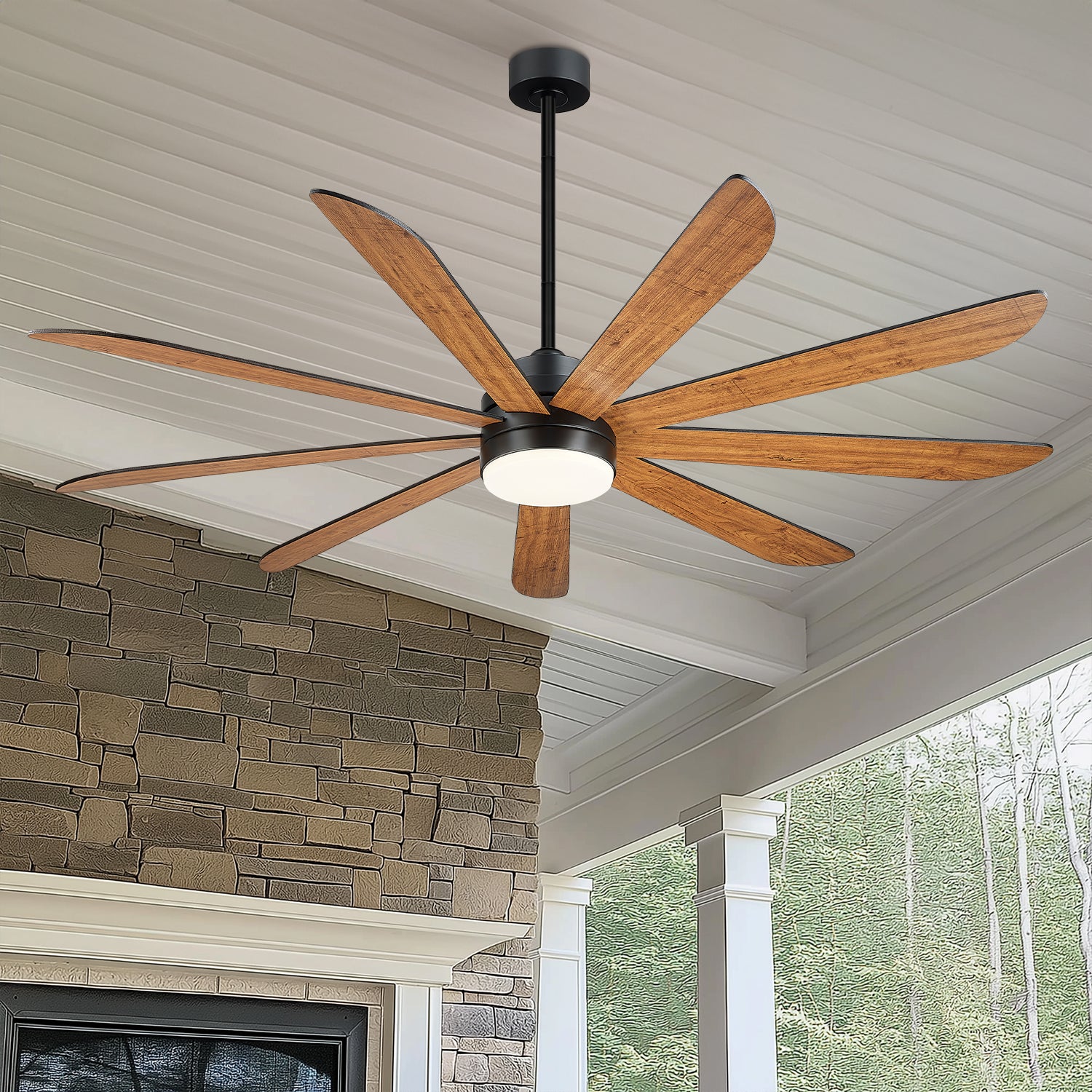 72" Smart Ceiling Fan with Light, Works with Alexa, Remote Control, Black