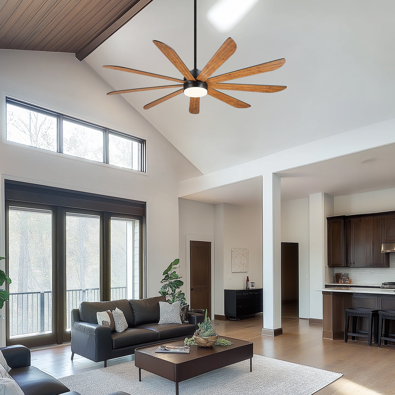 72" Smart Ceiling Fan with Light, Works with Alexa, Remote Control, Black