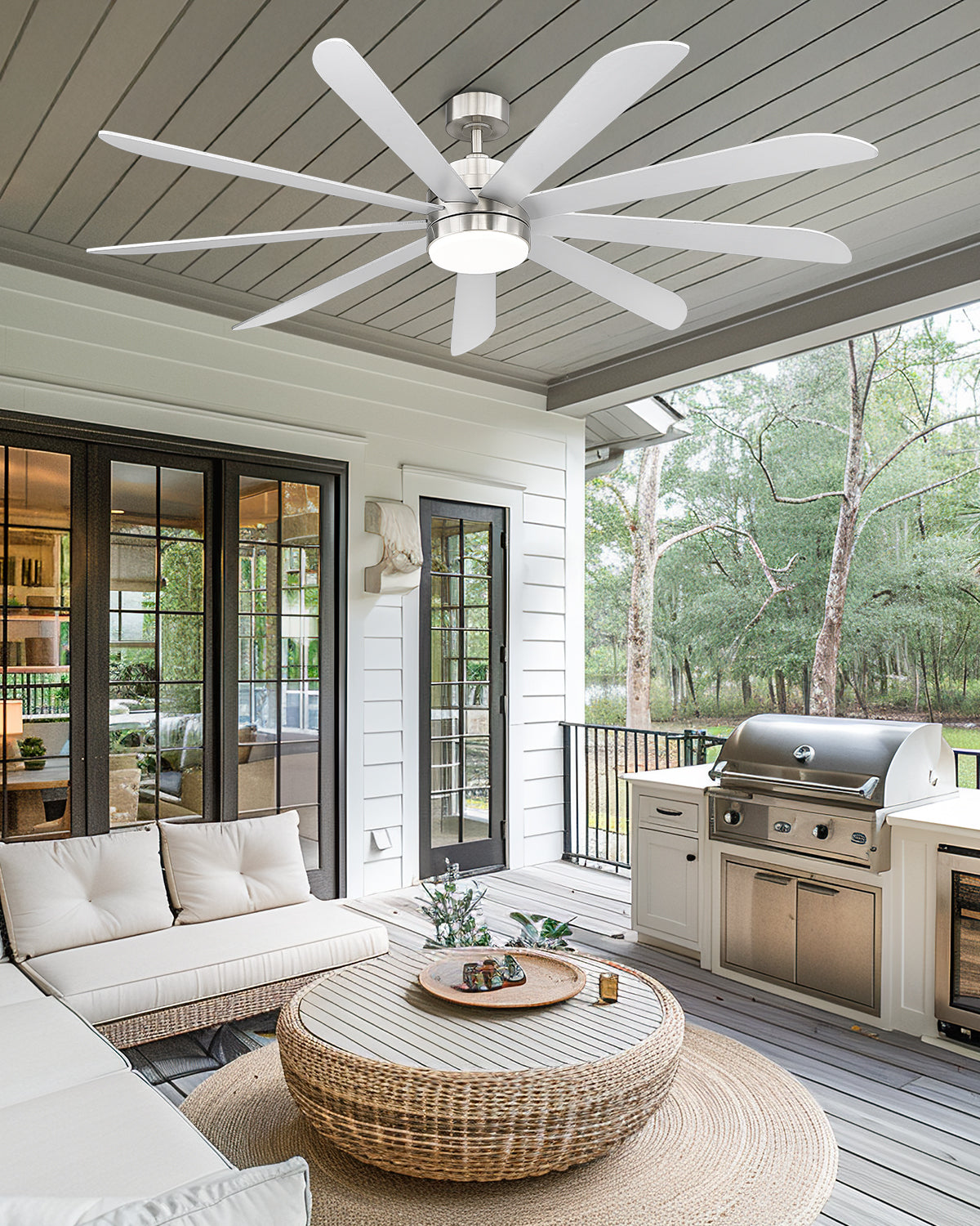 72" Smart Ceiling Fan with Light, Works with Alexa, Remote Control, Brushed Nickel