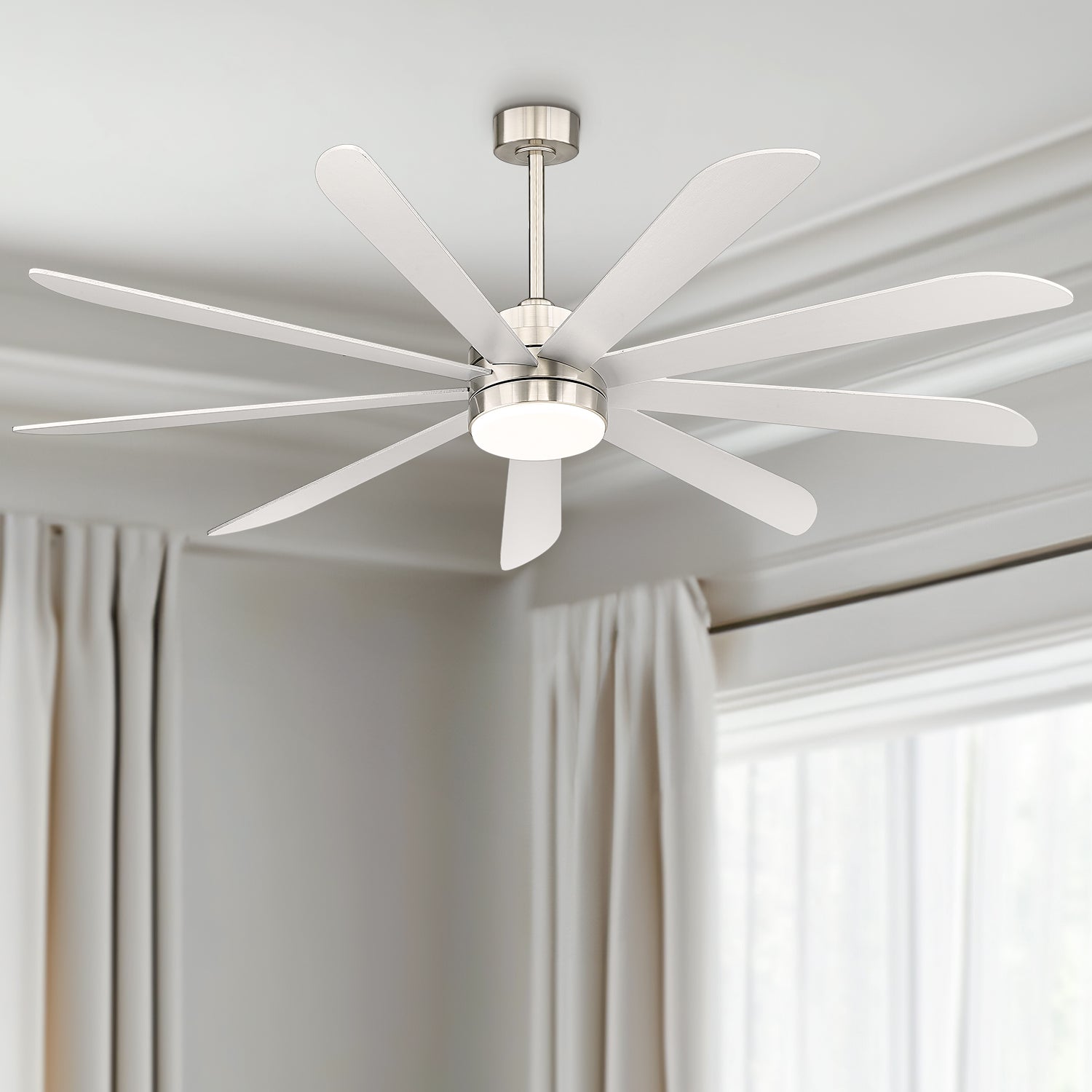 72" Smart Ceiling Fan with Light, Works with Alexa, Remote Control, Brushed Nickel