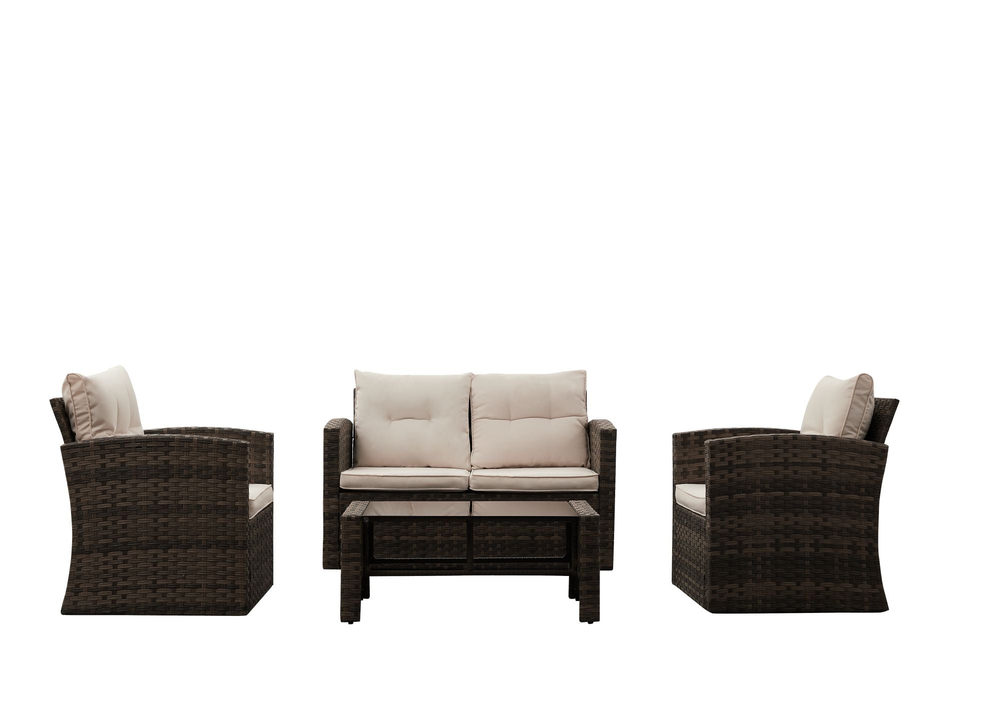 4 Piece Rattan Sofa Seating Group with Cushions