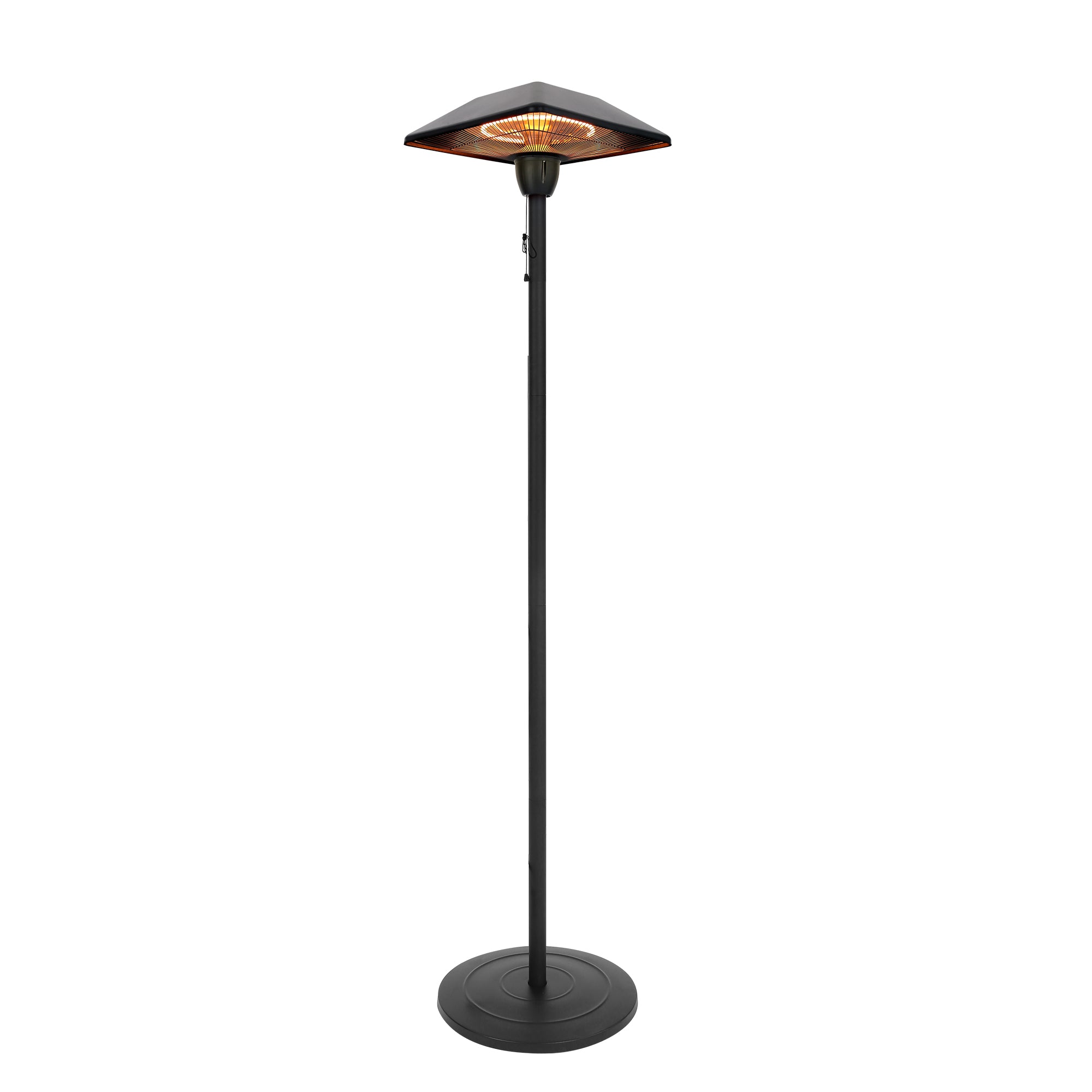 Electric Outdoor Patio Heater - USAG00173 - 1500W Infrared Heater with SQUARE SHAPE Matte Black Finished, Tip-Over Protection, Adjustable Height and Silent Heating