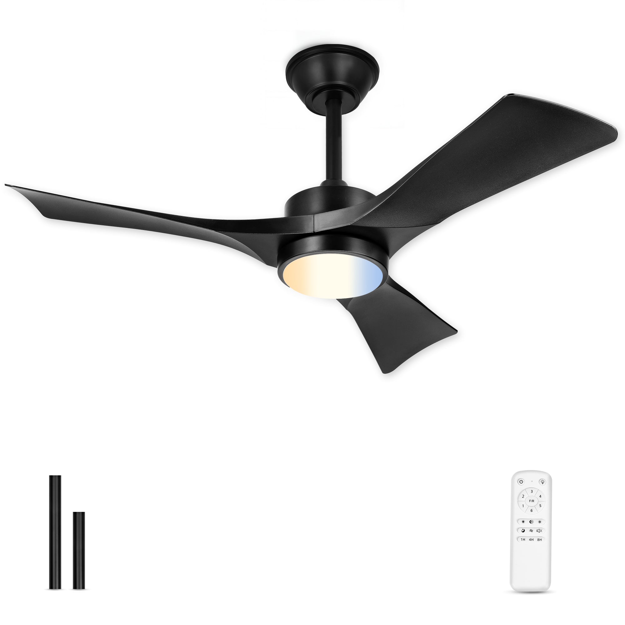 42" Coastal Ceiling Fan with Light, Corrosion-Resistant, Quiet DC Motor, 3CCT LED, Remote Control, Black