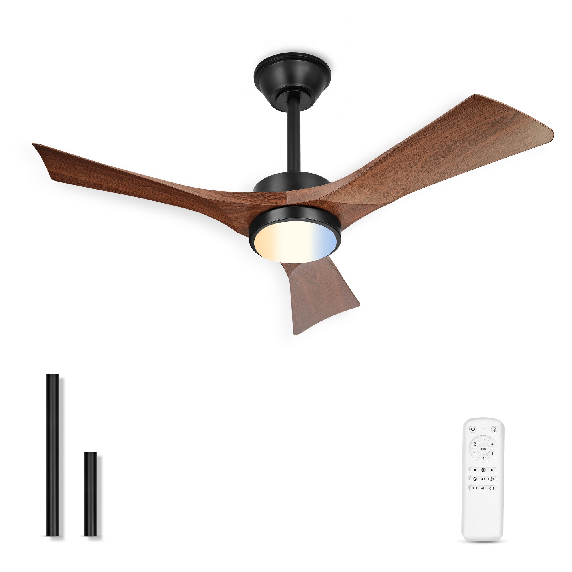 42" Coastal Ceiling Fan with Light, Corrosion-Resistant, Quiet DC Motor, 3CCT LED, Remote Control, Walnut
