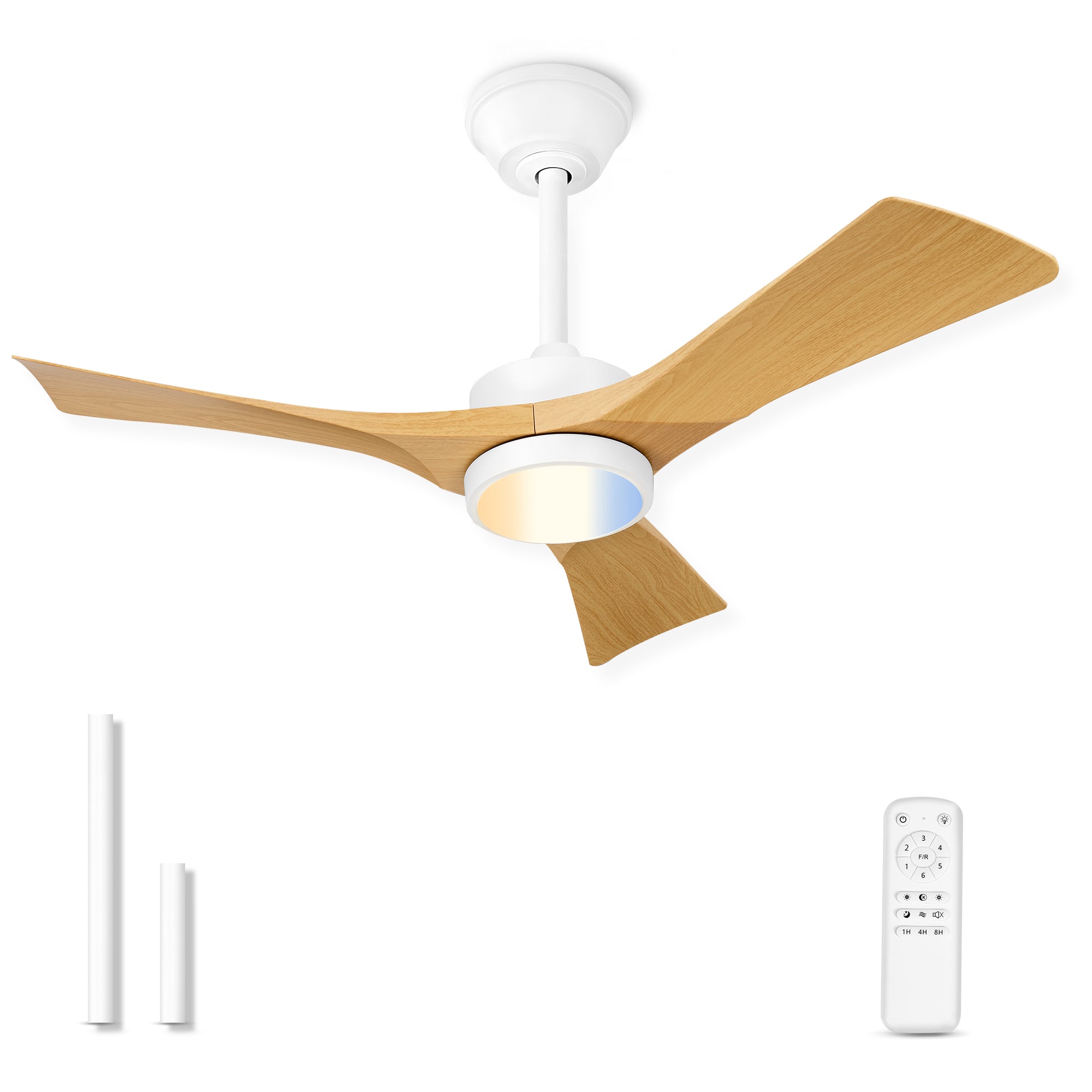 42" Coastal Ceiling Fan with Light, Corrosion-Resistant, Quiet DC Motor, 3CCT LED,  Remote Control, White