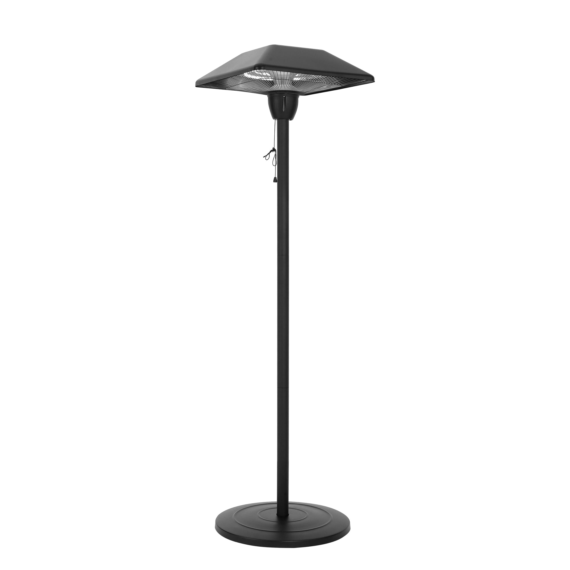 Electric Outdoor Patio Heater - USAG00173 - 1500W Infrared Heater with SQUARE SHAPE Matte Black Finished, Tip-Over Protection, Adjustable Height and Silent Heating