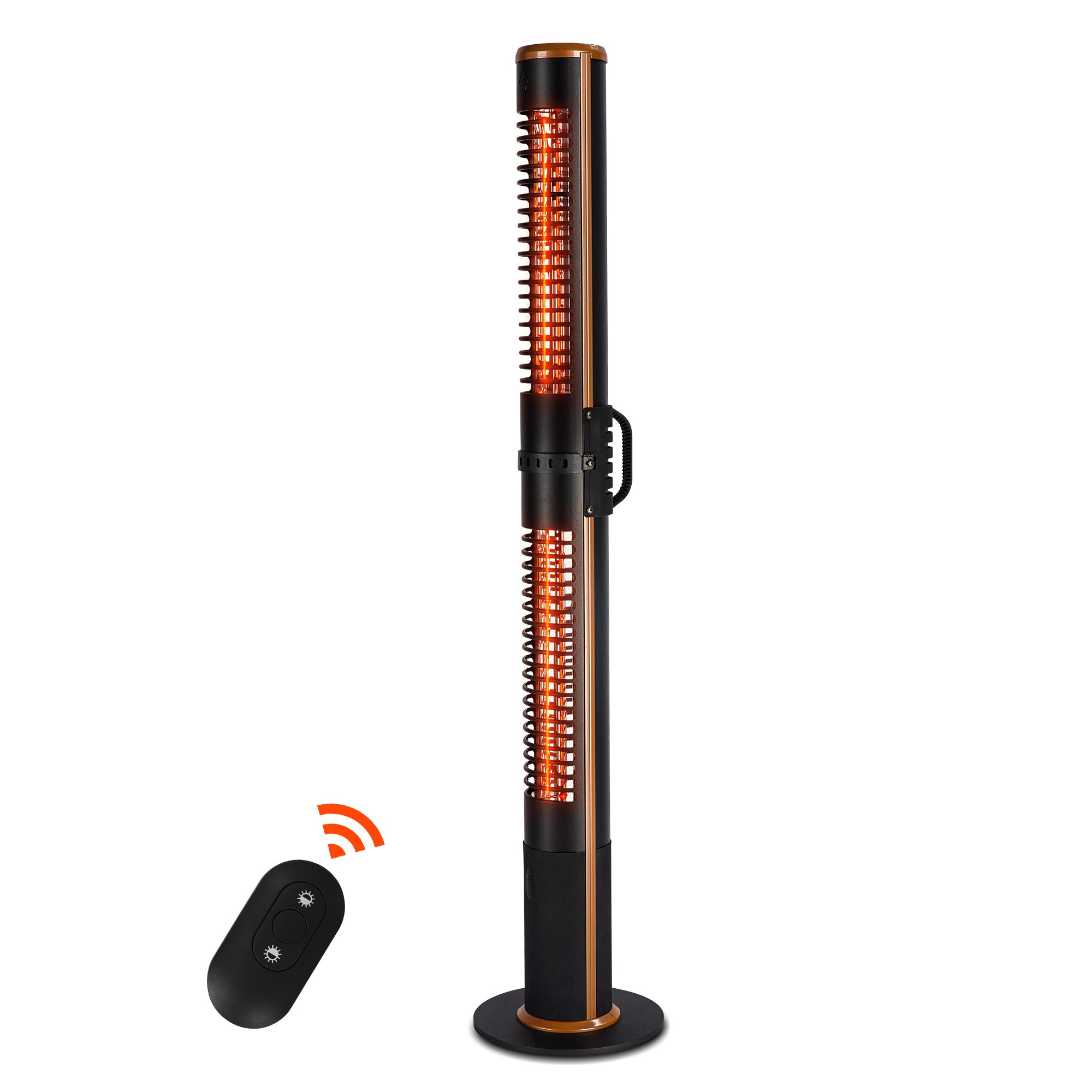 Portable Freestanding Electric Patio Heater - USAG00048 - 750/1500W Outdoor Infrared Heater with Remote in Cylinder Shape, Sectional & Silent Heating, IP54 Waterproof