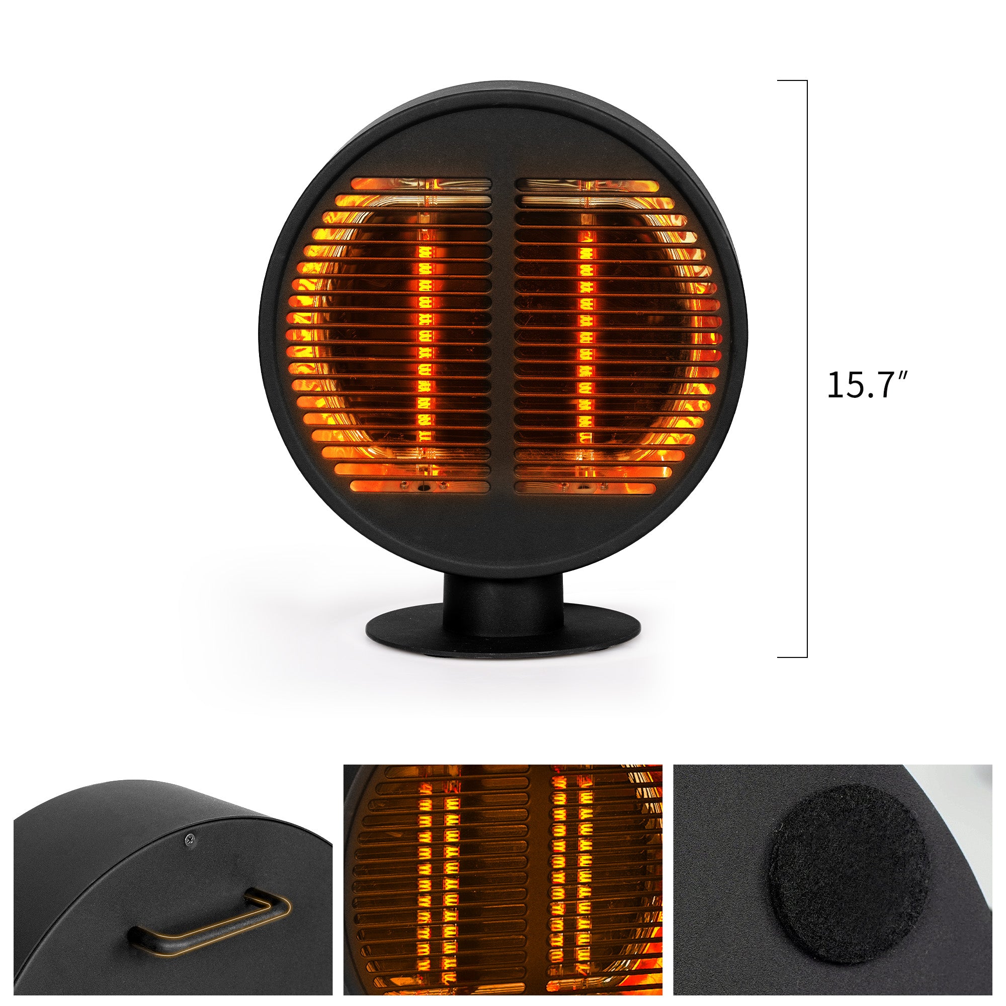 Tabletop Electric Patio Heater - USAG00054 - 1000W Portable Outdoor Infrared Heater with Unique Round Shape, Freestanding Heater, Tip-Over Protection, IP54 Waterproof