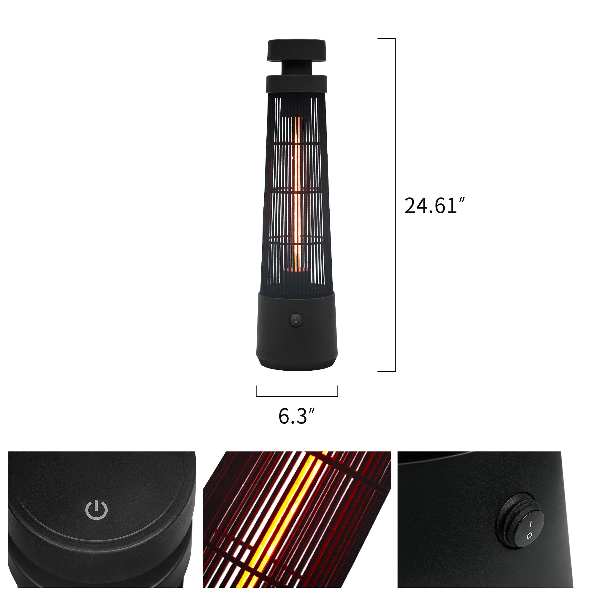 Freedstanding Electric Patio Heater - USAG00062 - Outdoor Infrared Heater With Unique Lantern Shape Design, IP55 Waterproof, Touch Switch