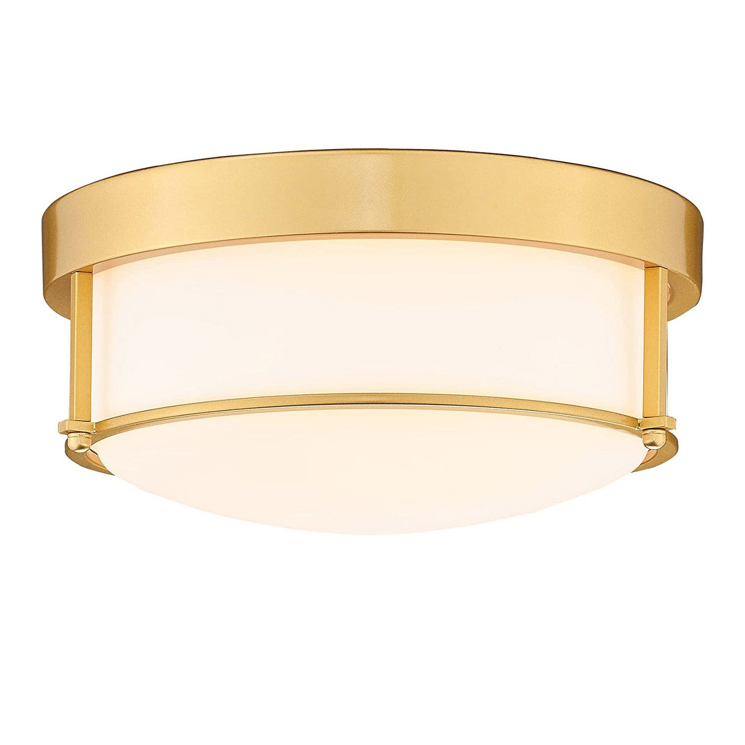 Brushed Gold Finish with Seeded Glass Flush Mount - 12 inch 2-Light Metal Ceiling Light Fixtures - USAG00071