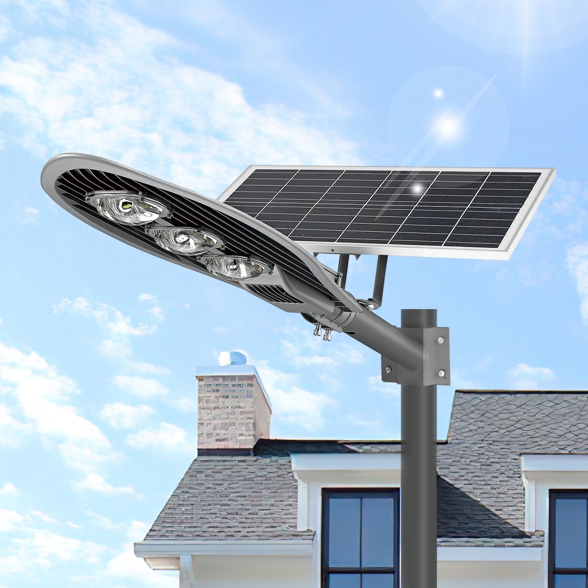 Solar Street Light Outdoor - USAG00190 - 1800W 50000LM Commercial LED Flood Security Light with Remote Control and Dusk to Dawn for Highway, Parking Lot