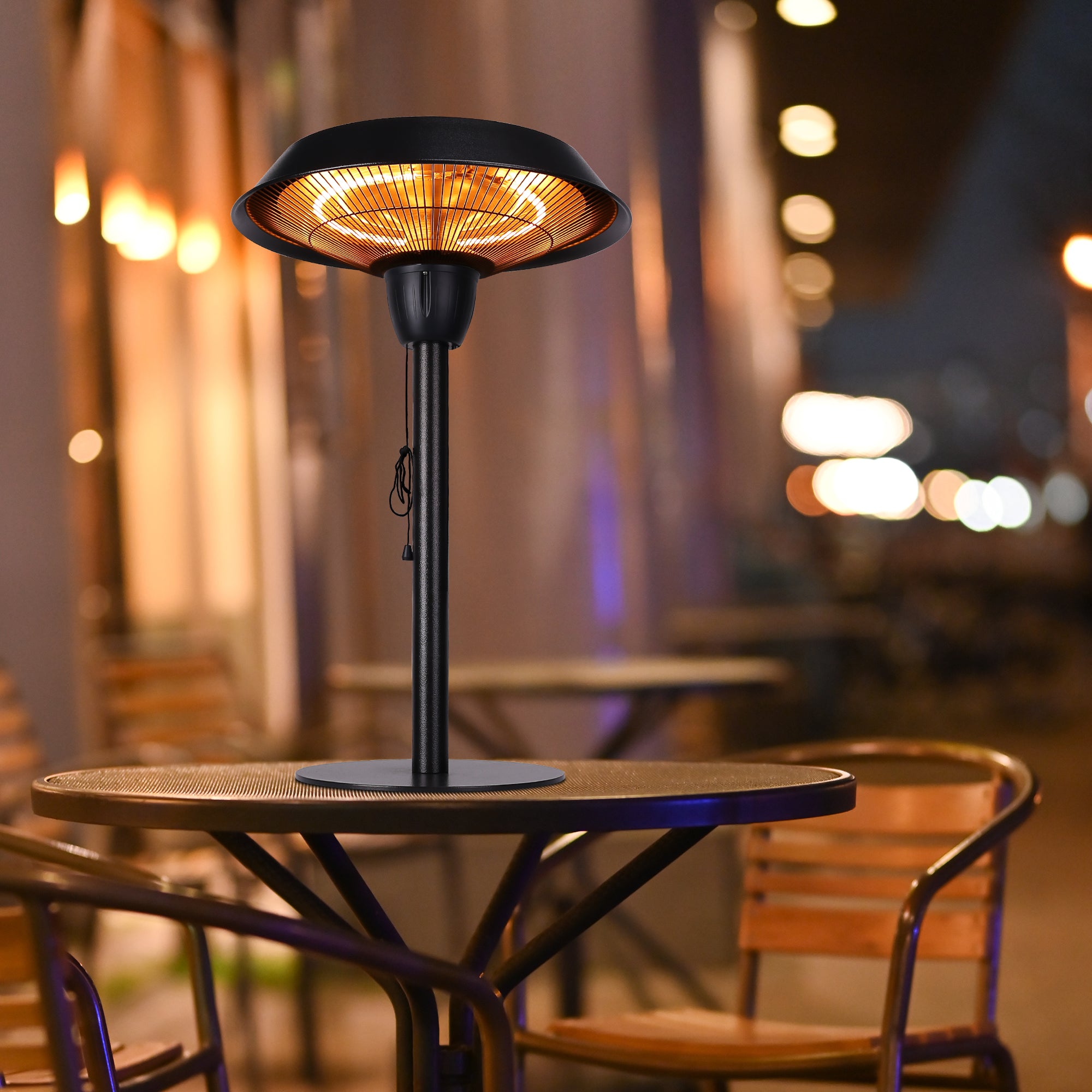 Outdoor Freestanding Electric Patio Heater - USAG00164 - 1500W Portable Tabletop Infrared Heater with Hammered Bronze Finished, Suitable as a Balcony Heater