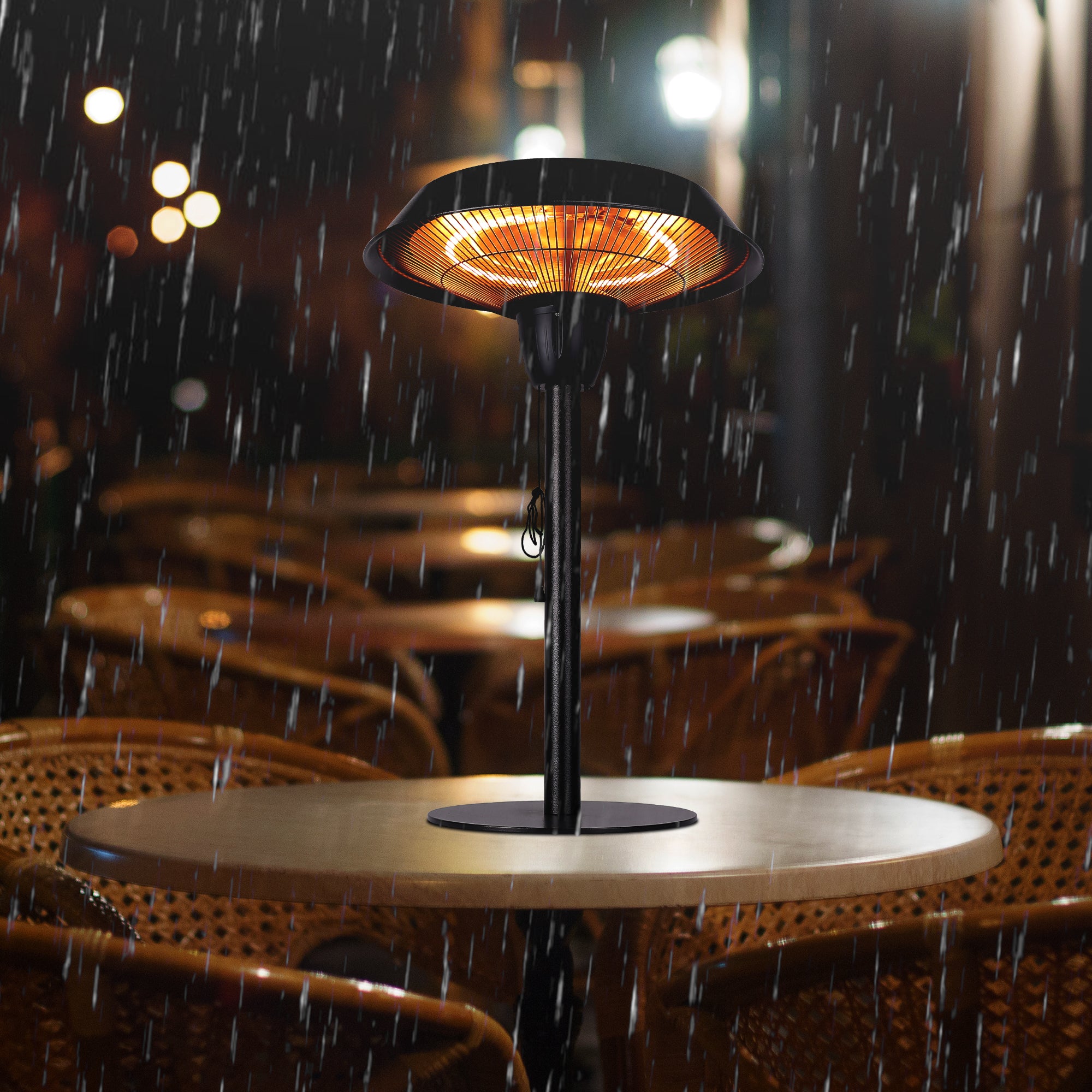 Outdoor Freestanding Electric Patio Heater - USAG00164 - 1500W Portable Tabletop Infrared Heater with Hammered Bronze Finished, Suitable as a Balcony Heater