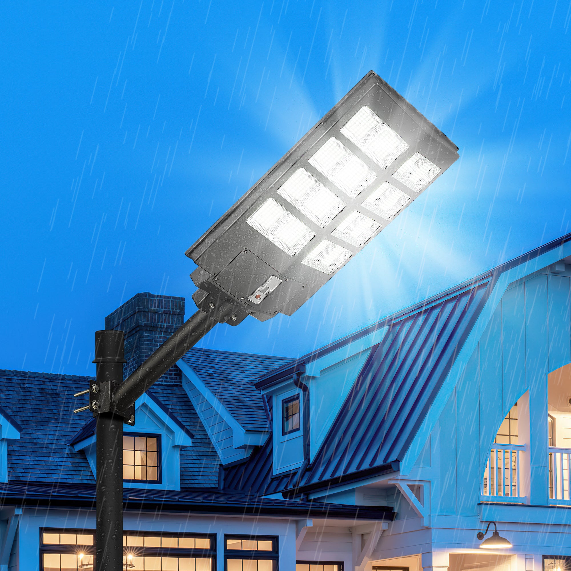 Commercial Solar Parking Lot Light - USAG00189 - 1200W 100000LM Outdoor Solar LED Street Light Dusk to Dawn with Motion Sensor, 6000K Solar Security Flood Lights for Garden, Yard