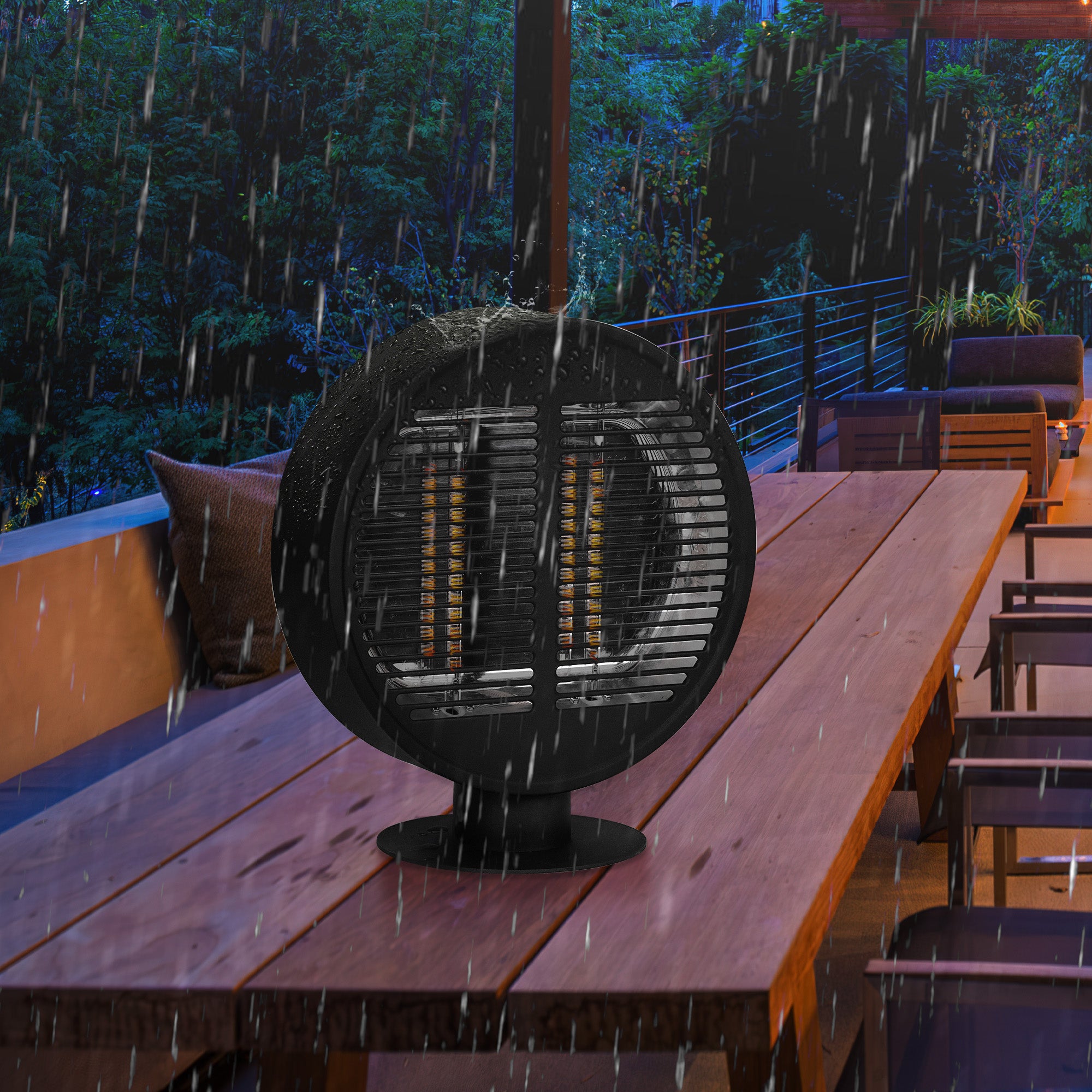 Tabletop Electric Patio Heater - USAG00054 - 1000W Portable Outdoor Infrared Heater with Unique Round Shape, Freestanding Heater, Tip-Over Protection, IP54 Waterproof