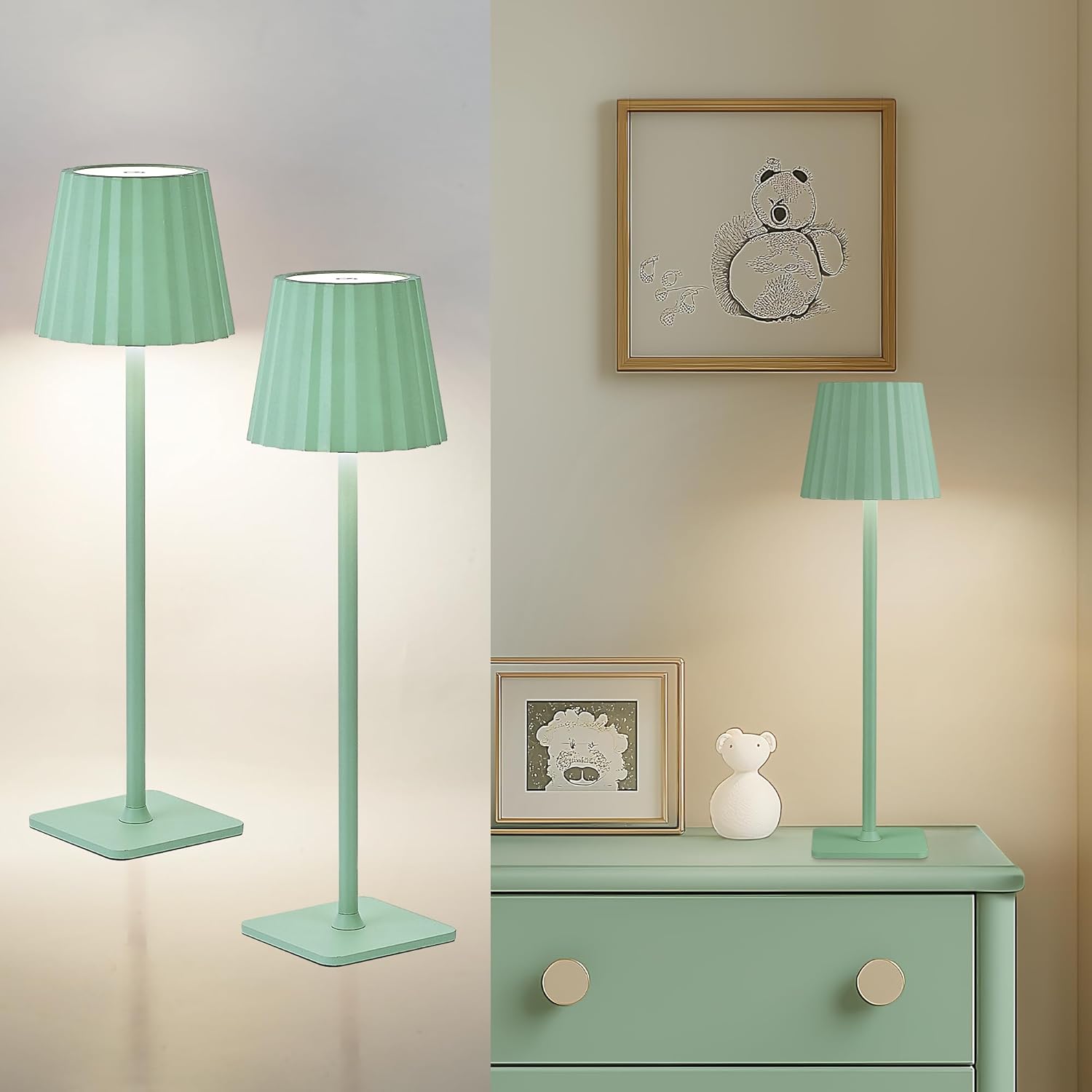 Cordless LED Desk Lamps, Rechargeable Table Lamp with 3 Colors, 5200mAh Battery Operated for Home Office Restaurant Bedroom Bars (2 Pack)