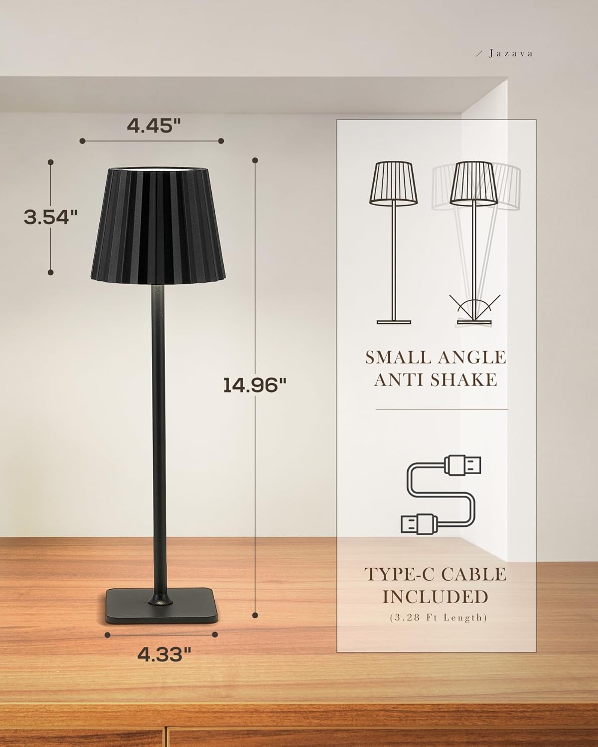 Cordless LED Desk Lamps, Rechargeable Table Lamp with 3 Colors, 5200mAh Battery Operated for Home Office Restaurant Bedroom Bars (2 Pack)