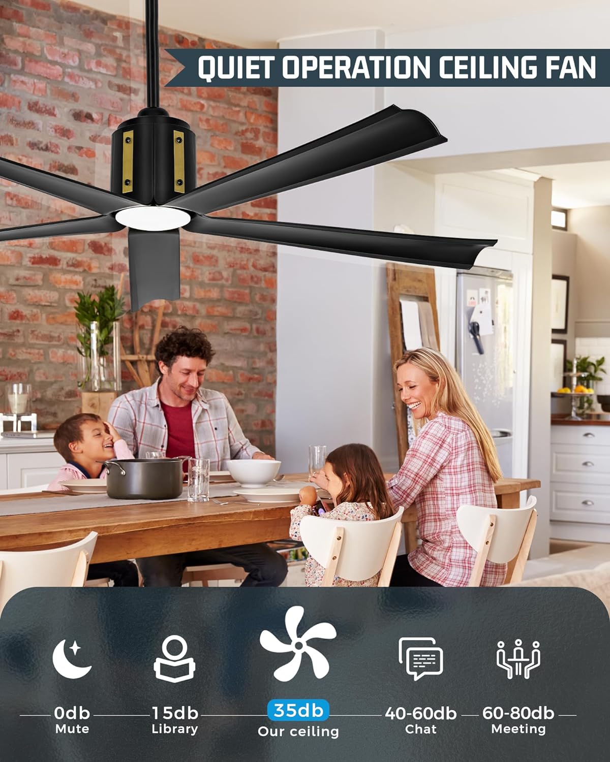 Smart 60 Inch Ceiling Fan, Black Ceiling Fans with Lights and Remote, Quiet DC Motor, Voice Control with 2.4G WiFi, Modern Indoor Ceiling Fans with Light for Bedroom Patio